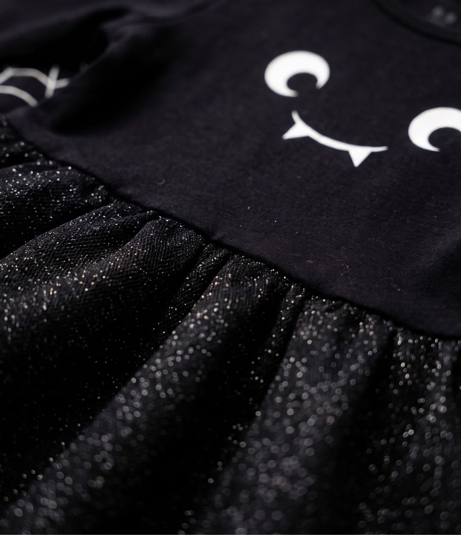 Vestido Body Bebê em Tule com Estampa Morceguinha - Tam 0 a 18 Meses Preto 6