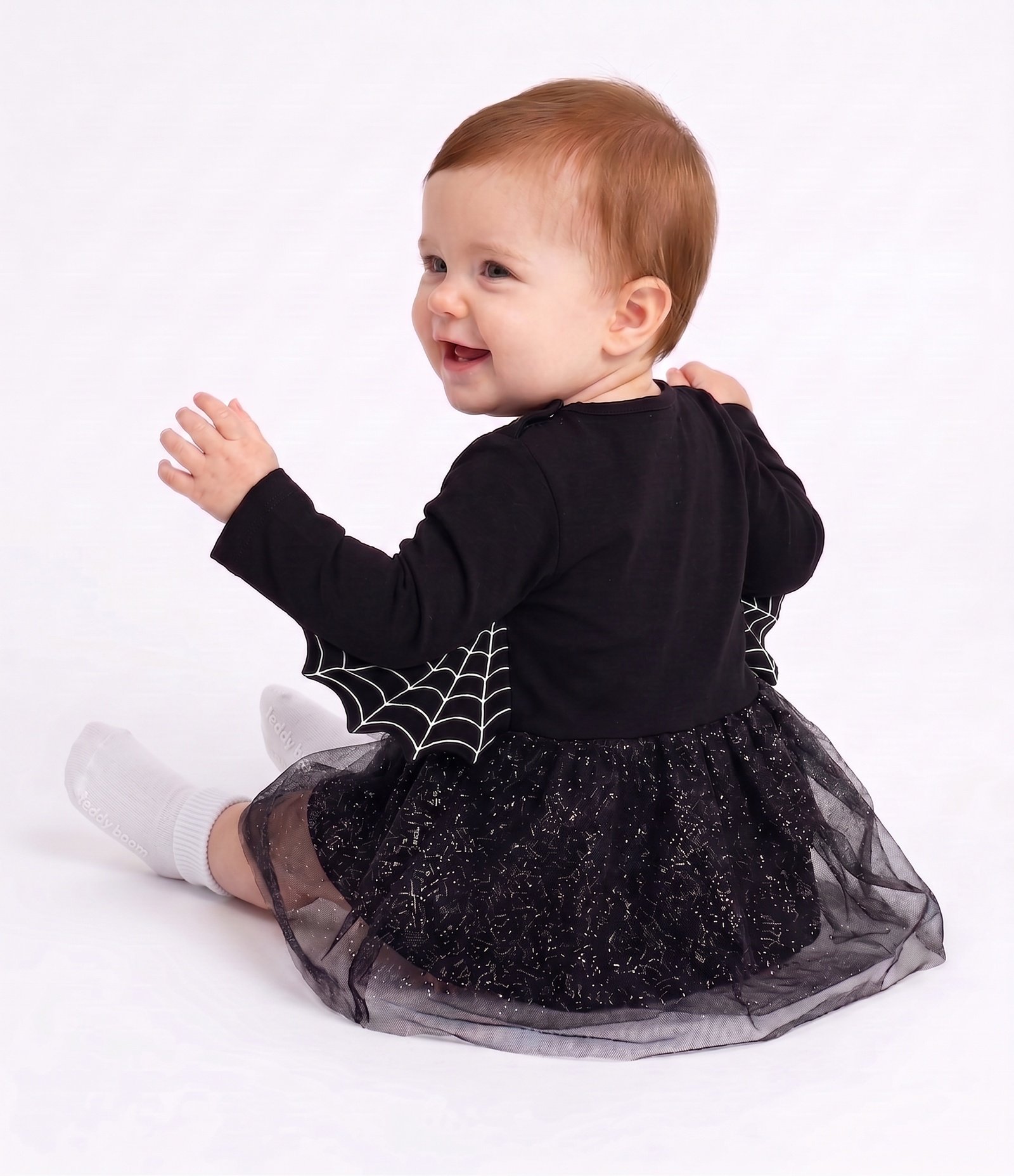 Vestido Body Bebê em Tule com Estampa Morceguinha - Tam 0 a 18 Meses Preto 3