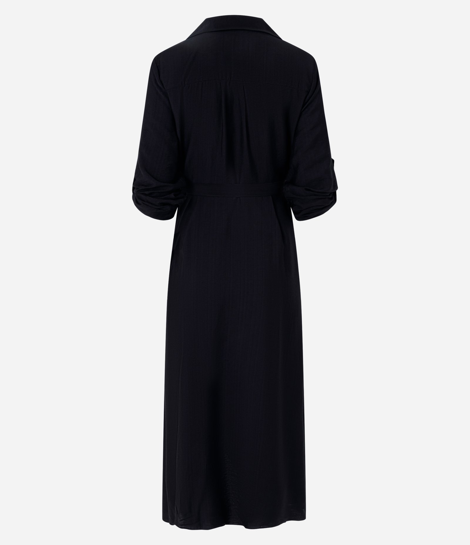 Vestido Chemise Transpassado em Viscose com Ajuste na Cintura Preto 2