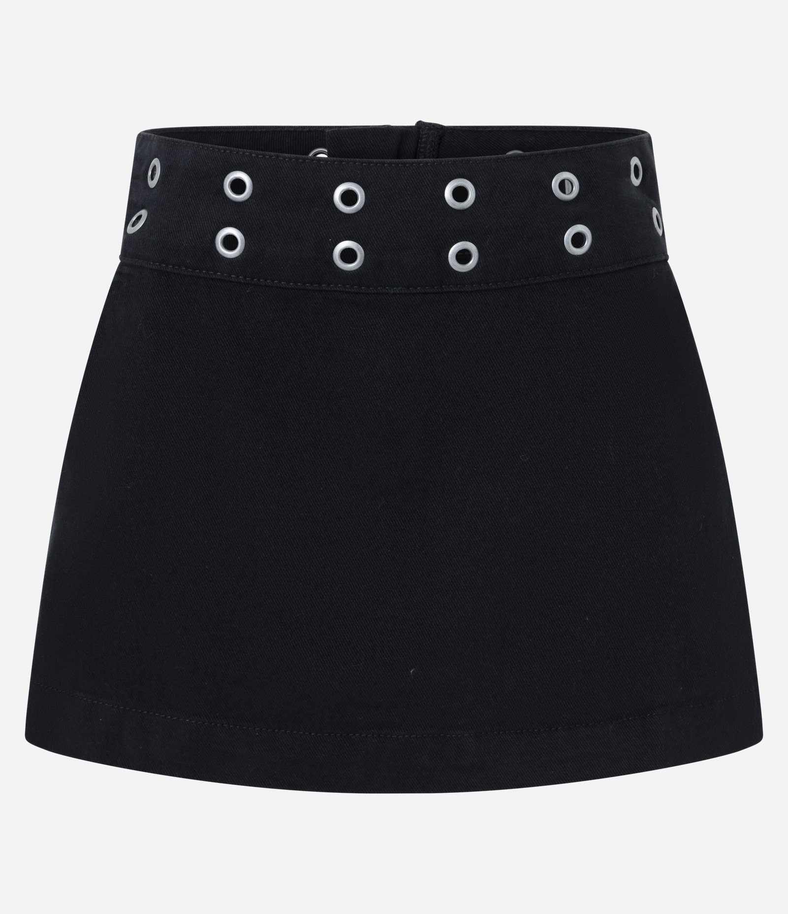 Saia Mini em Sarja com Ilhós Metálicos Preto 5