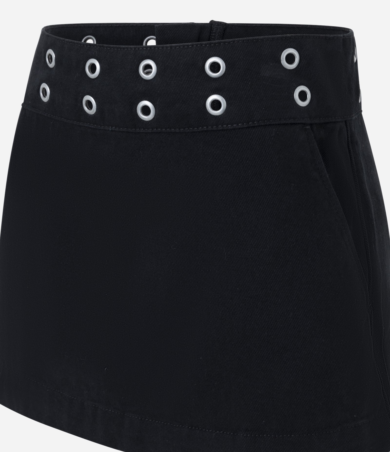 Saia Mini em Sarja com Ilhós Metálicos Preto 6