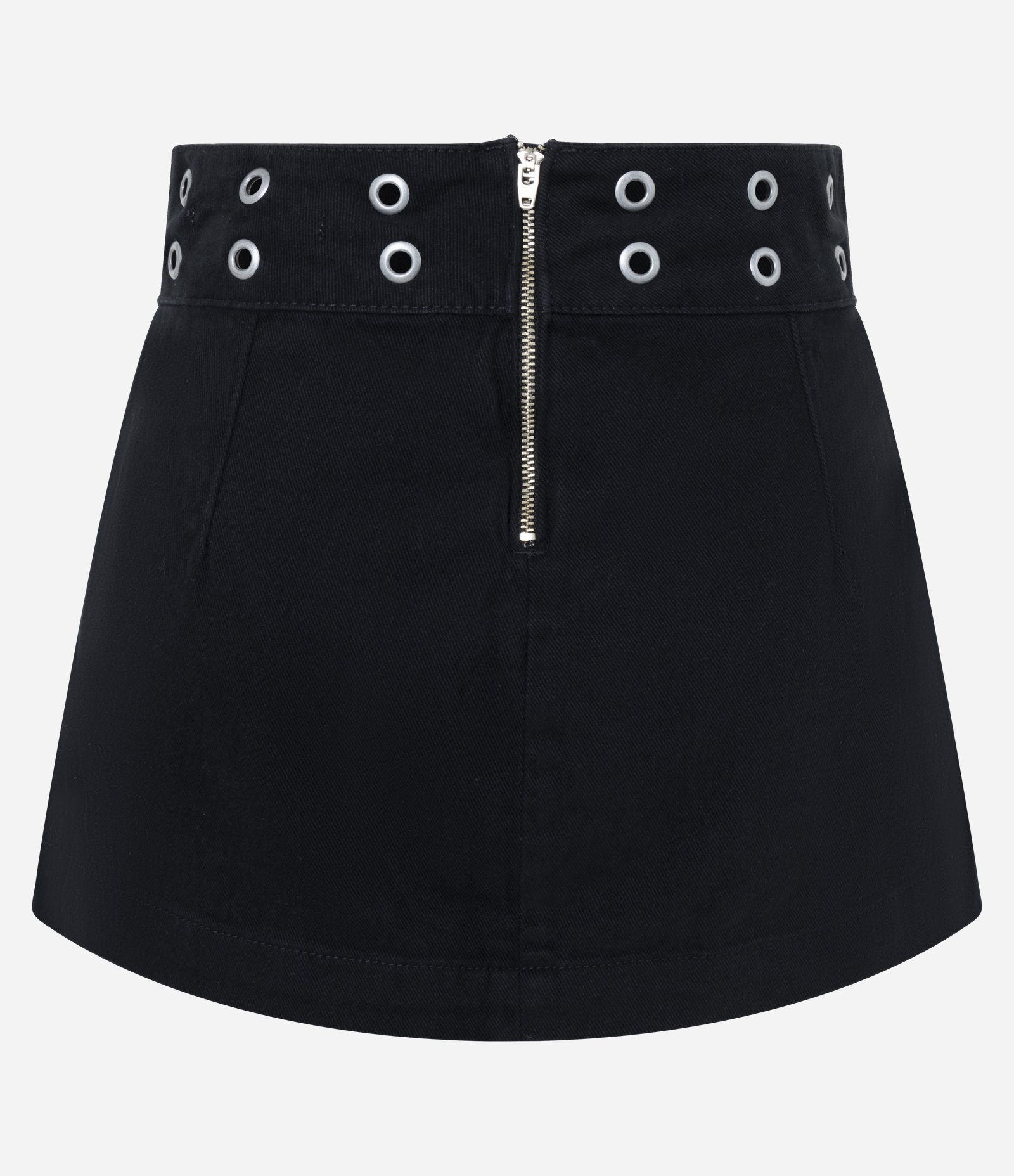 Saia Mini em Sarja com Ilhós Metálicos Preto 7