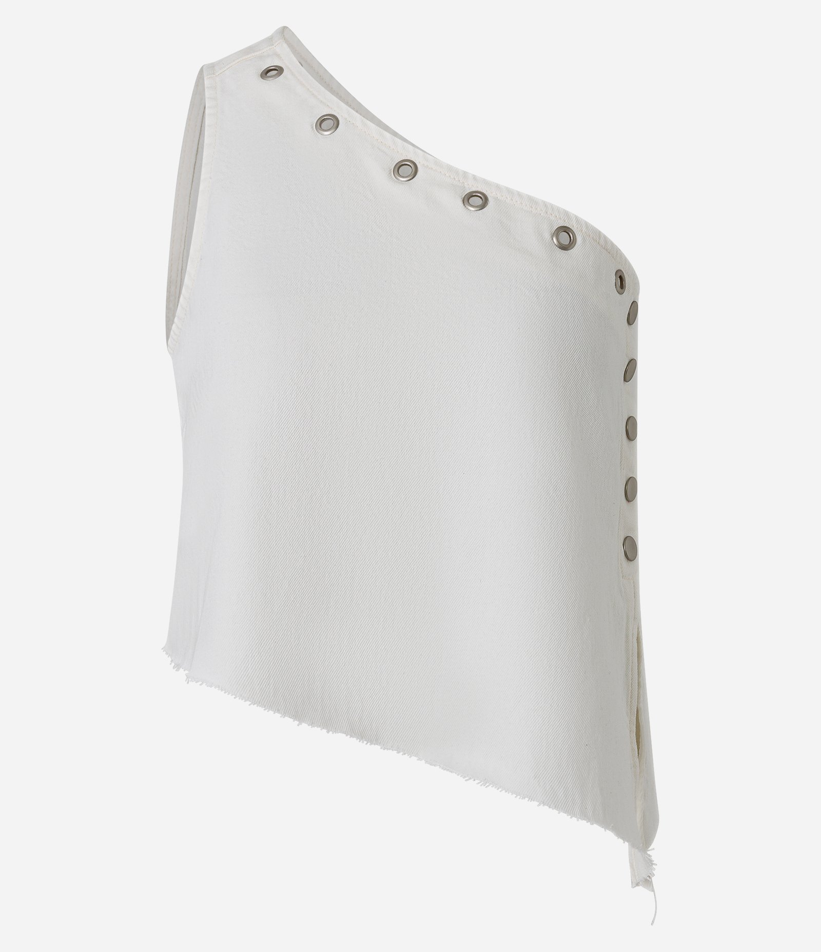 Blusa Assimétrica em Sarja com Um Ombro Só Branco 5