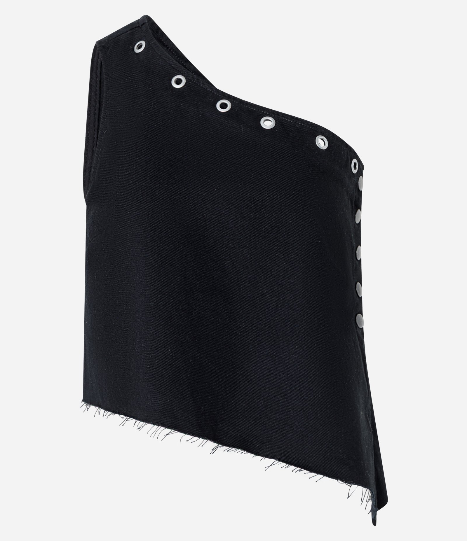 Blusa Assimétrica em Sarja com Ilhós Metálicos Preto 5