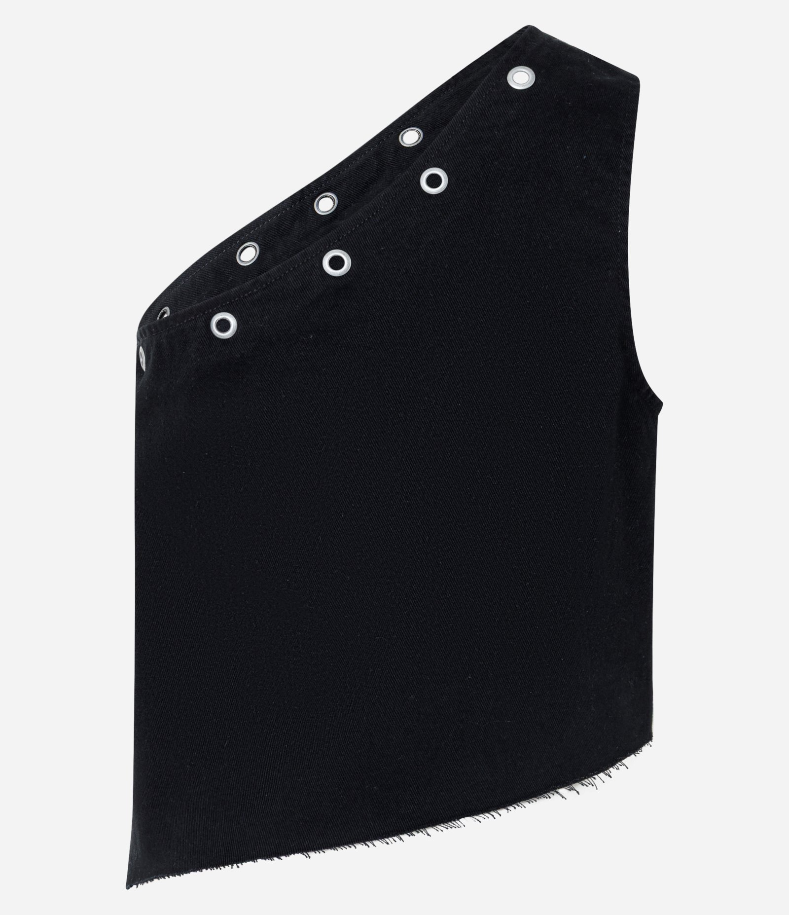 Blusa Assimétrica em Sarja com Ilhós Metálicos Preto 8