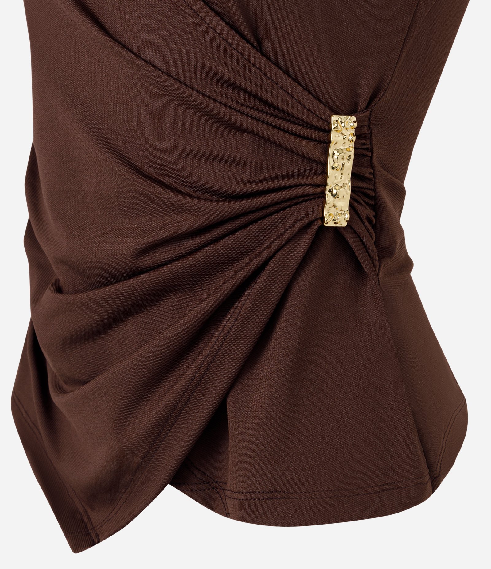Blusa Transpassada com Aviamento Metalizado Marrom 2