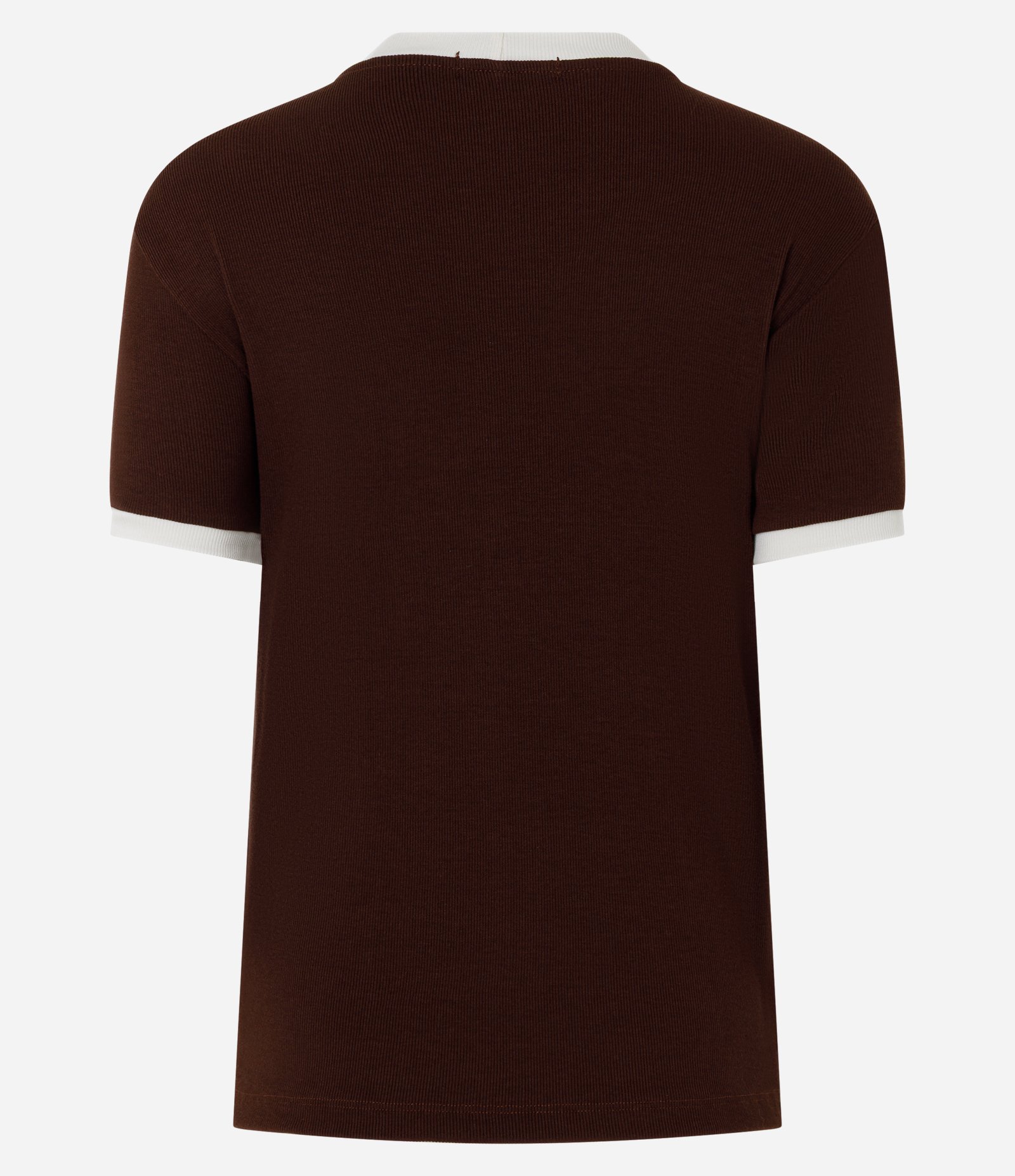 Blusa Manga Curta em Ribana Com Botões no Ombro Marrom 3