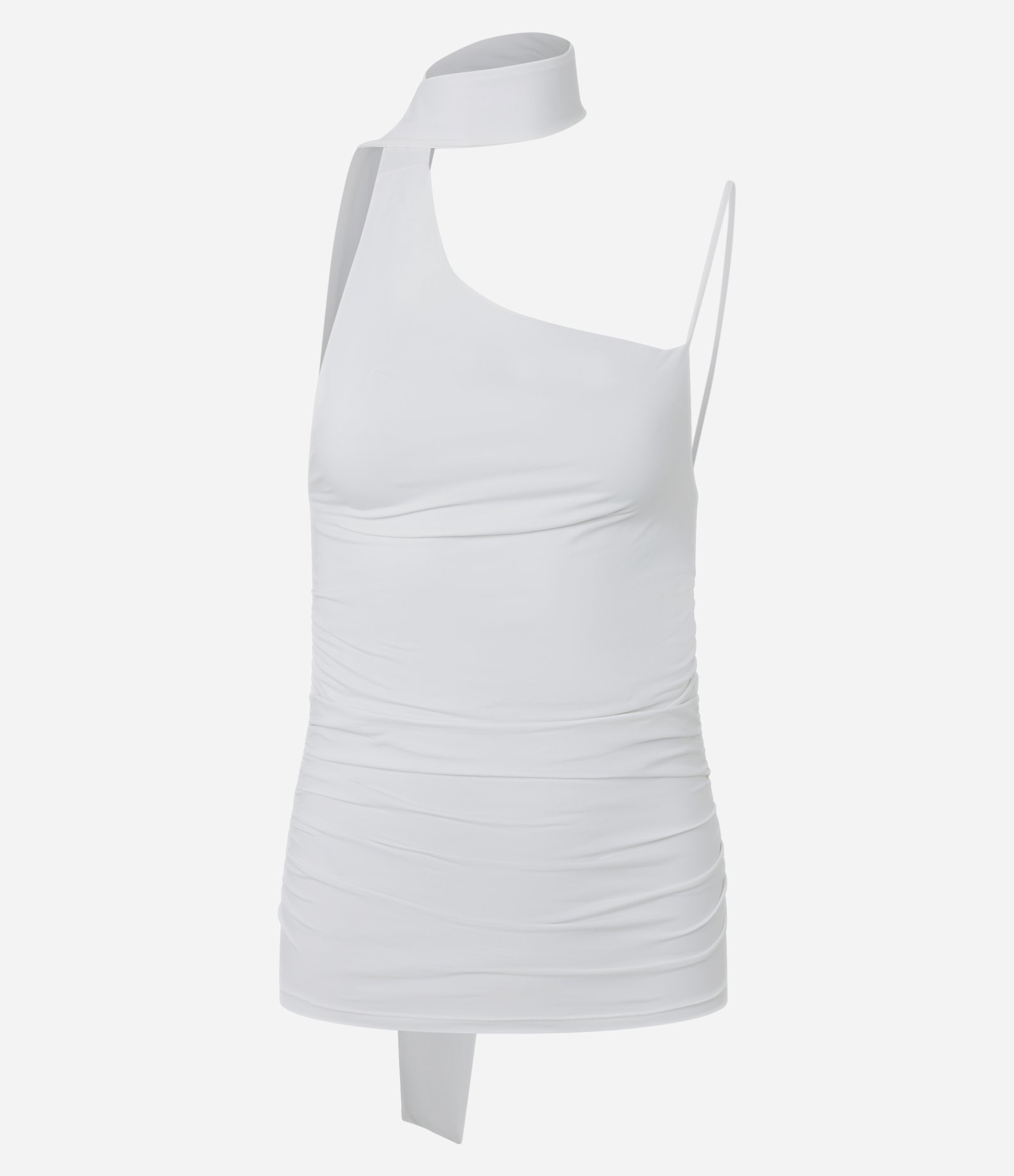Blusa Frente Única com Amarração no Pescoço e Efeito Drapeado Branco 5