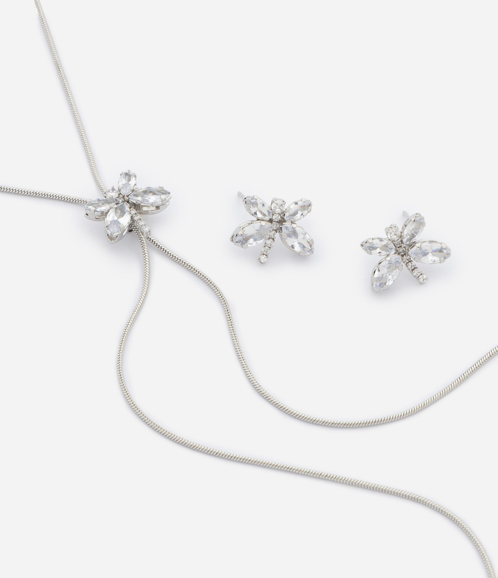 Conjunto de Colar e Brincos com Pingente de Libélula Prata 1
