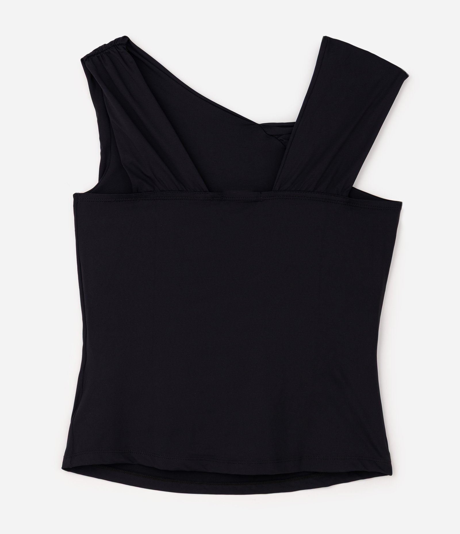 Blusa em Poliamida Drapeada com Aviamento Metálico Curve & Plus Size Preto 2