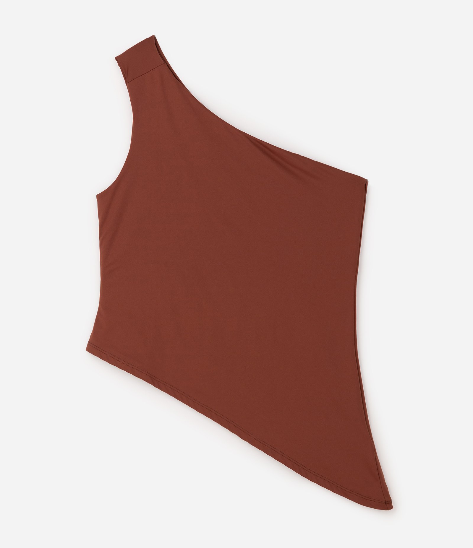 Blusa Ombro Só em Poliamida com Barra Assimétrica Curve & Plus Size Marrom 5