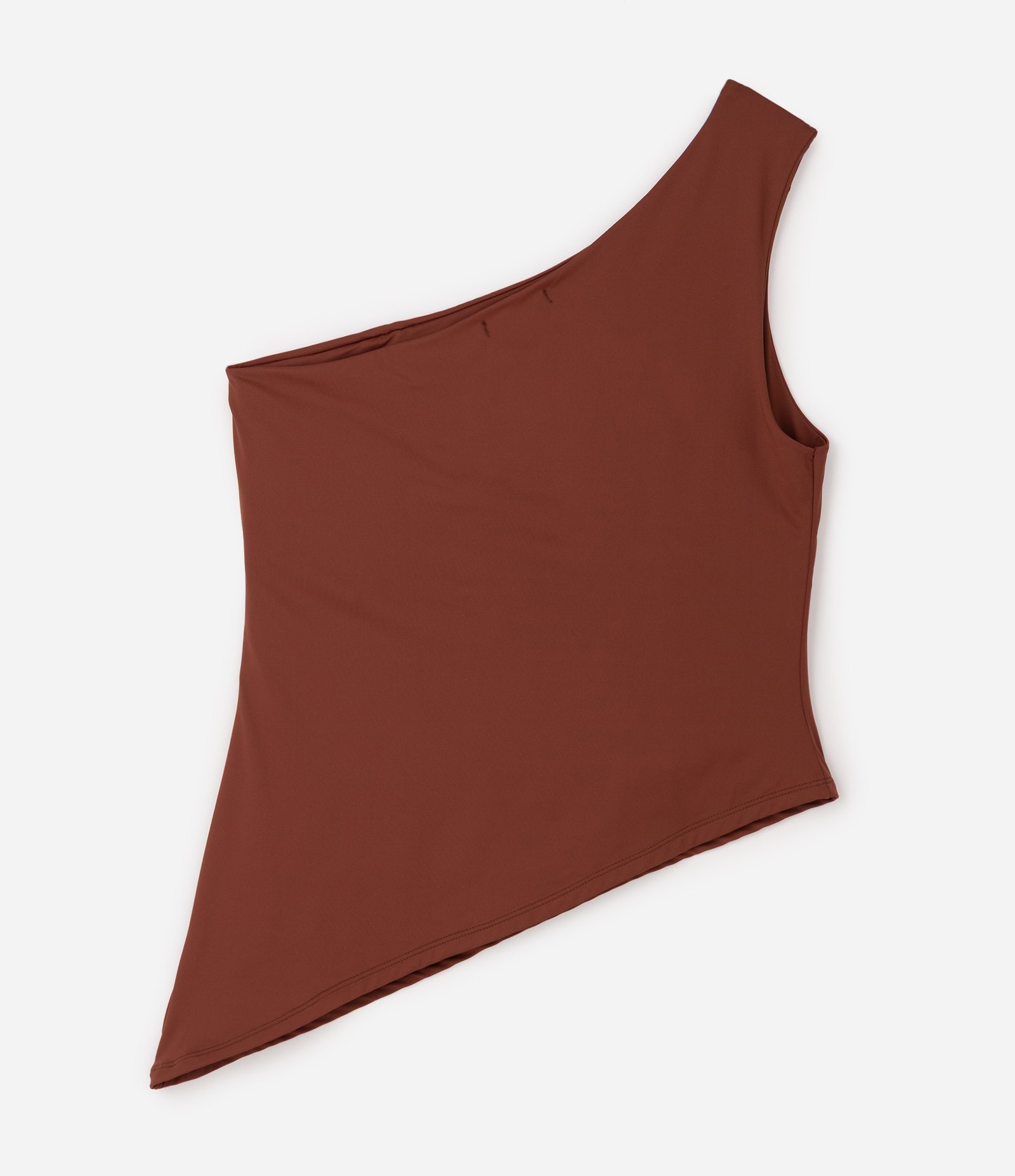 Blusa Ombro Só em Poliamida com Barra Assimétrica Curve & Plus Size Marrom 6