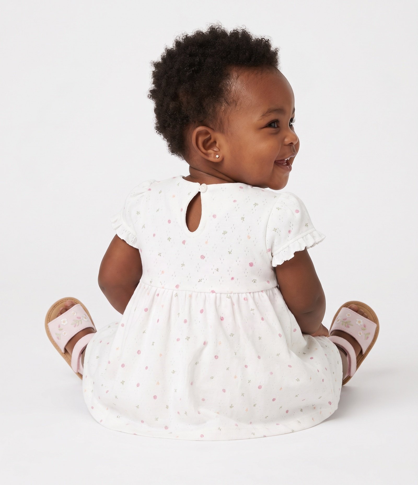 Vestido Bebê com Estampa de Frutinhas e Lacinho - Tam 0 a 18 Meses Branco 2