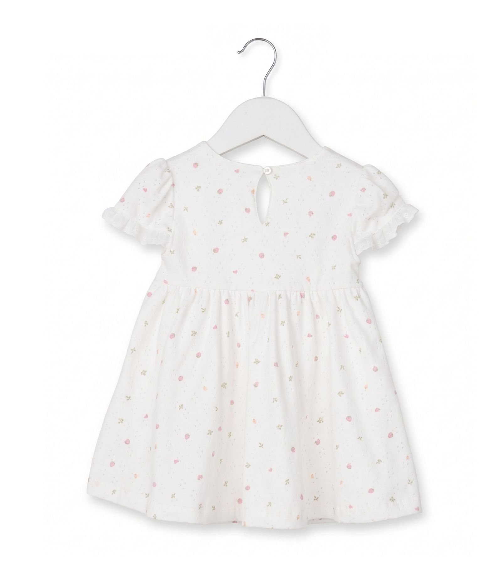 Vestido Bebê em Algodão Estampa Mini Frutinhas com Laços - Tam 0 a 18 Meses Branco 2
