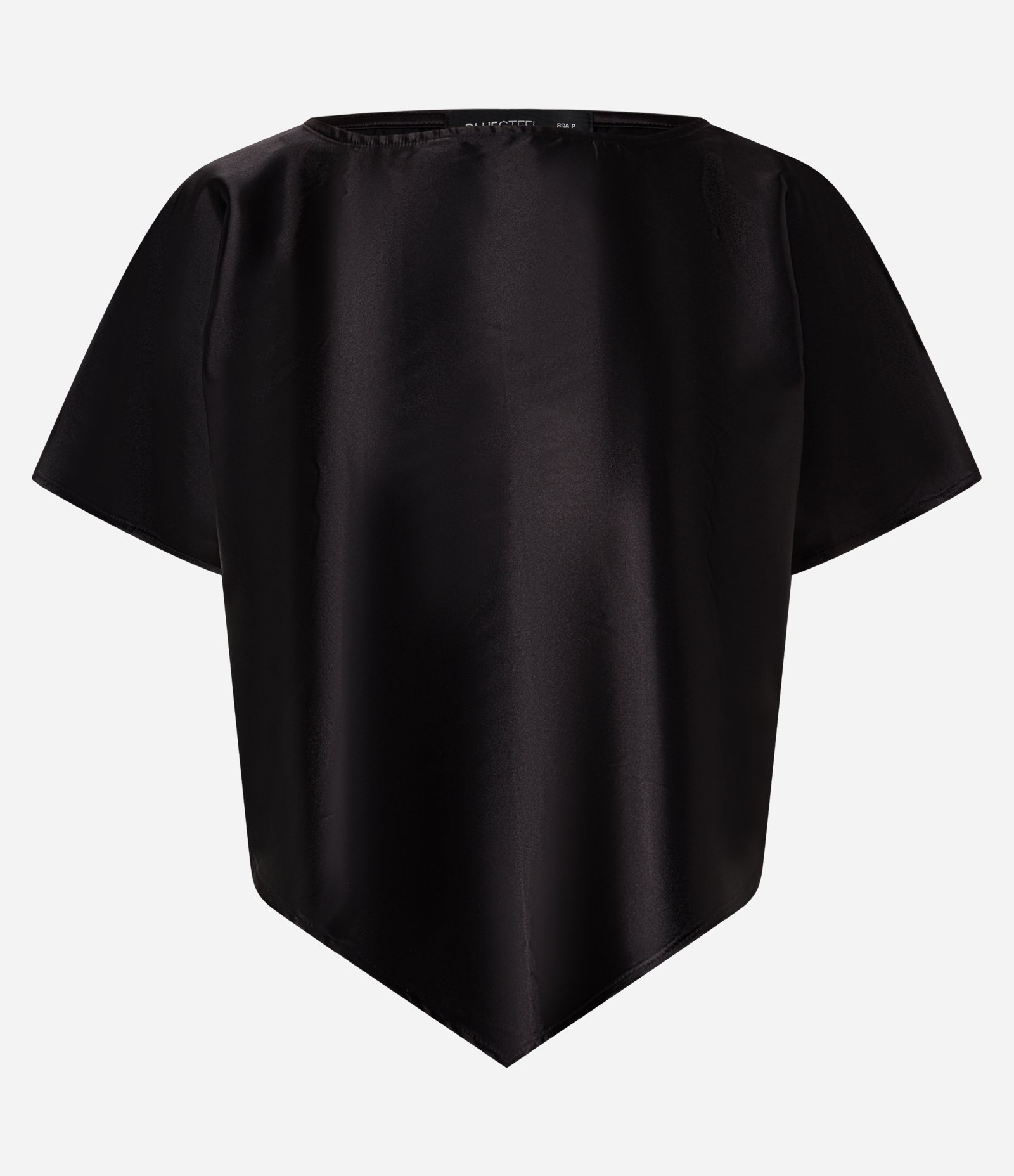 Blusa Acetinada com Barra Assimétrica em Ponta Preto 1