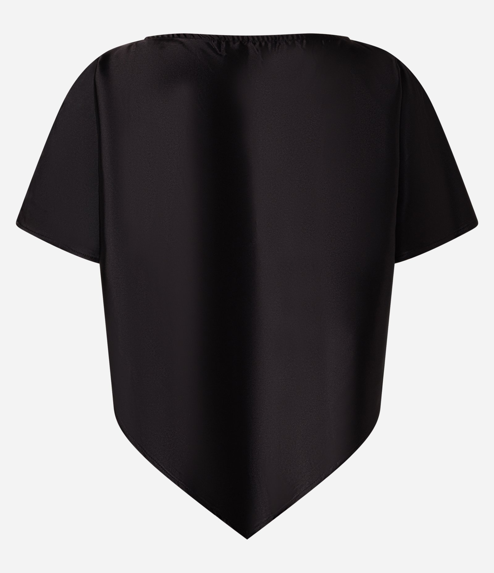 Blusa Acetinada com Barra Assimétrica em Ponta Preto 2