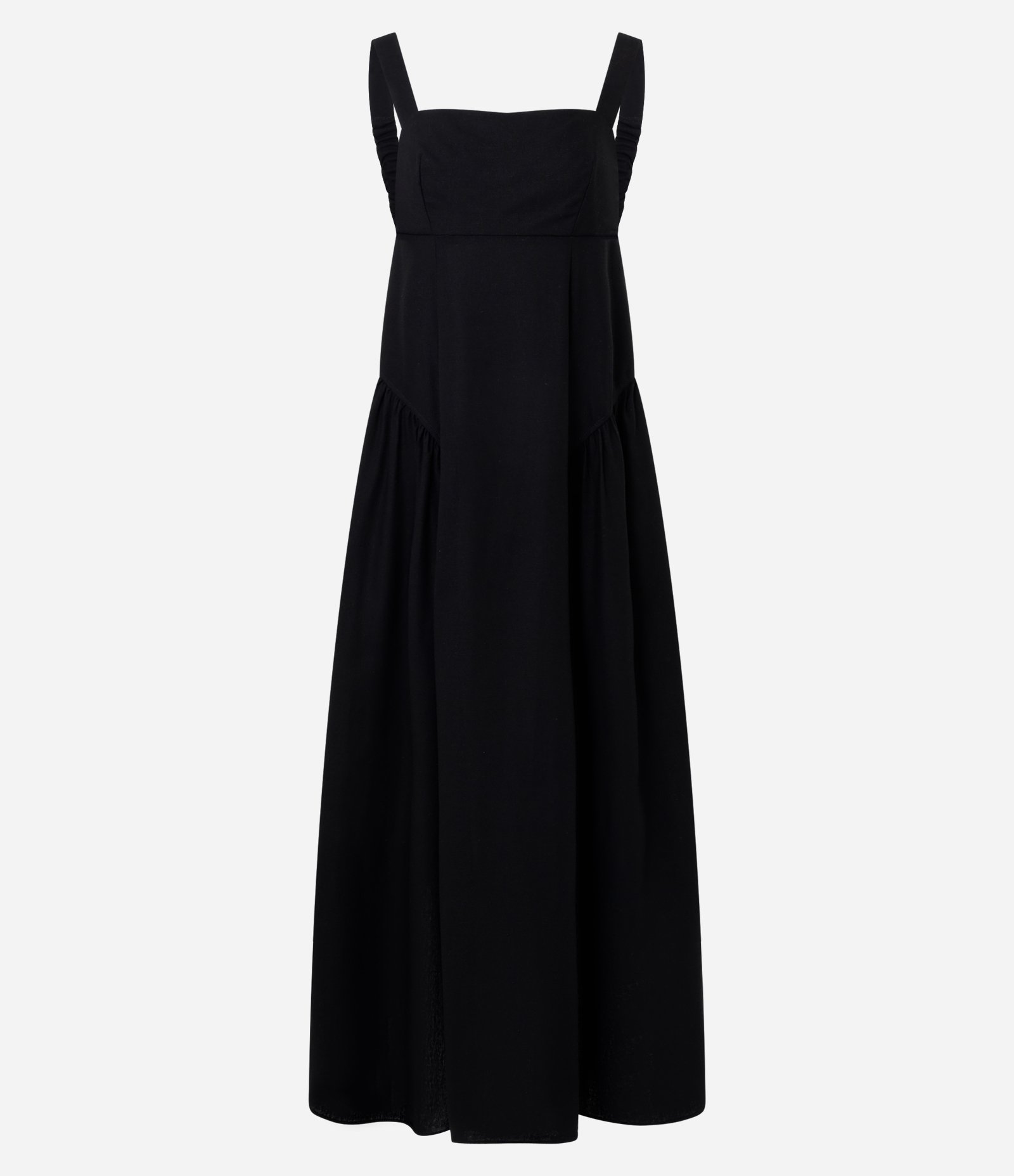 Vestido Longo em Viscolinho com Alças Larga Preto 1