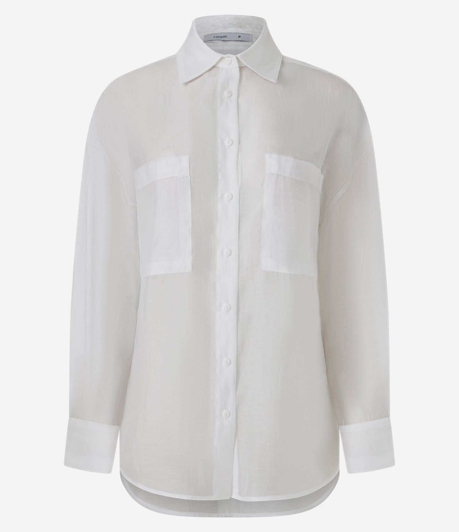 Camisa em Liocel Transparente com Bolsos Frontais Branco 1