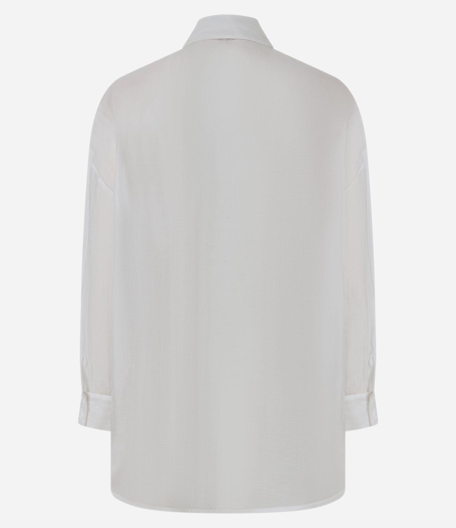 Camisa em Liocel Transparente com Bolsos Frontais Branco 2
