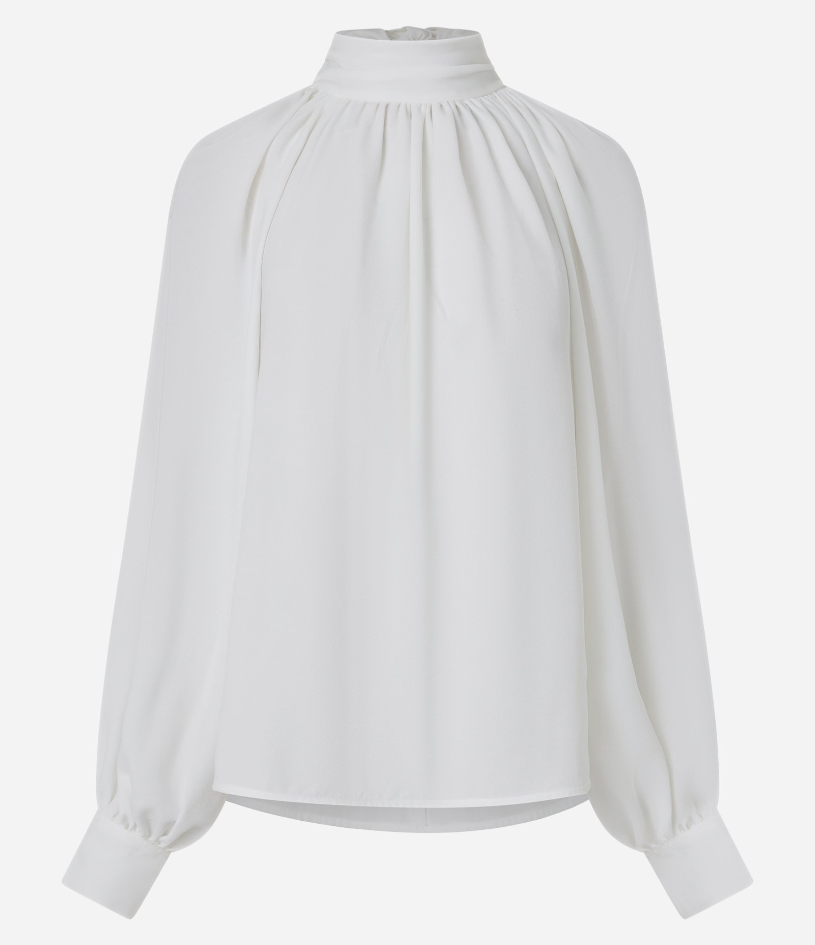 Blusa Bata Alfaiatada com Gola Laço Branco 6