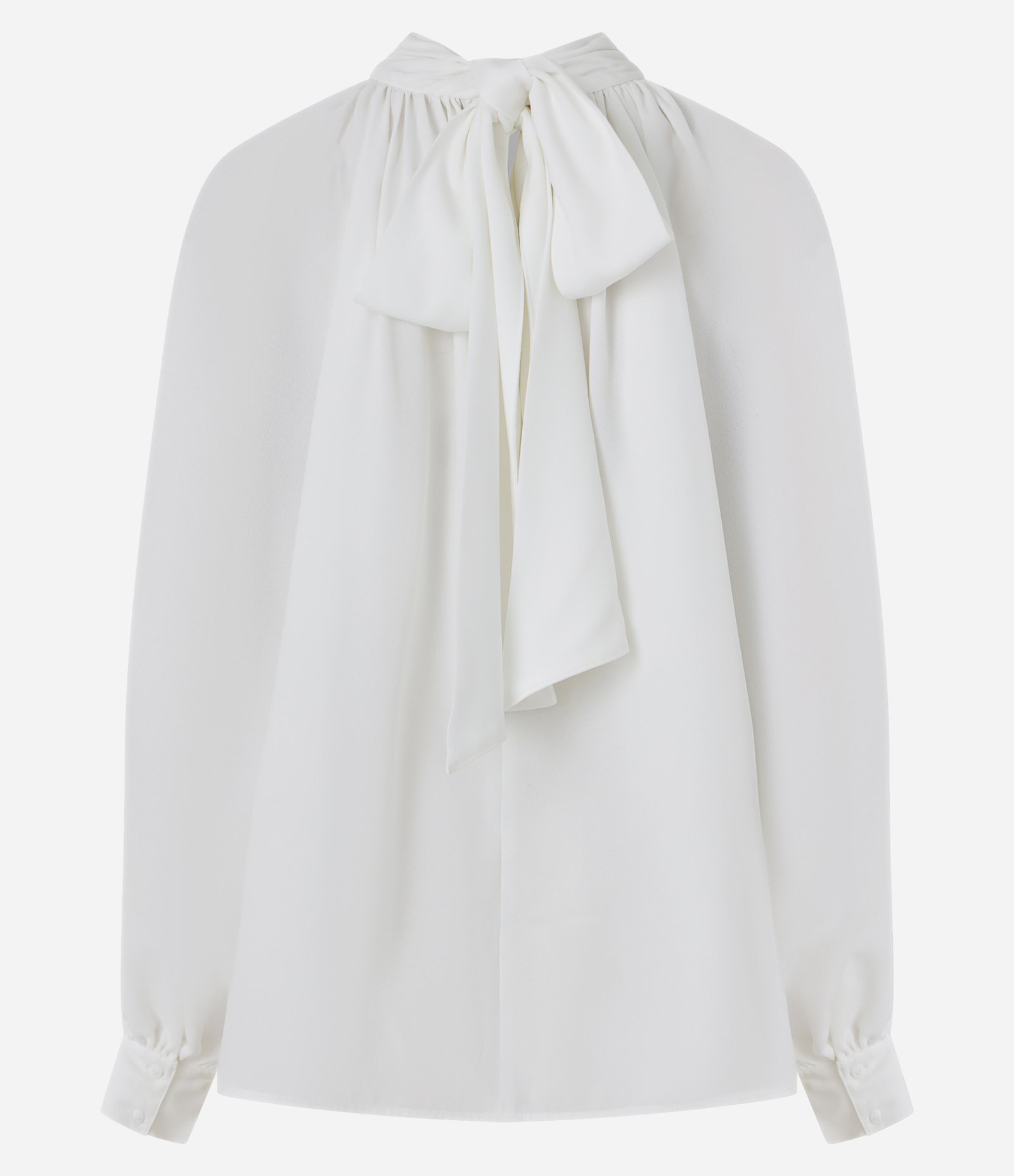 Blusa Bata Alfaiatada com Gola Laço Branco 7