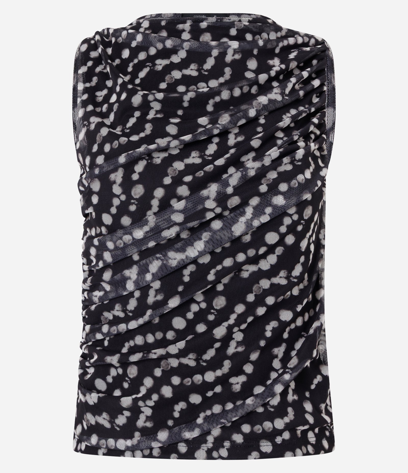 Blusa em Tule Franzido com Estampa Abstrata Preto 5