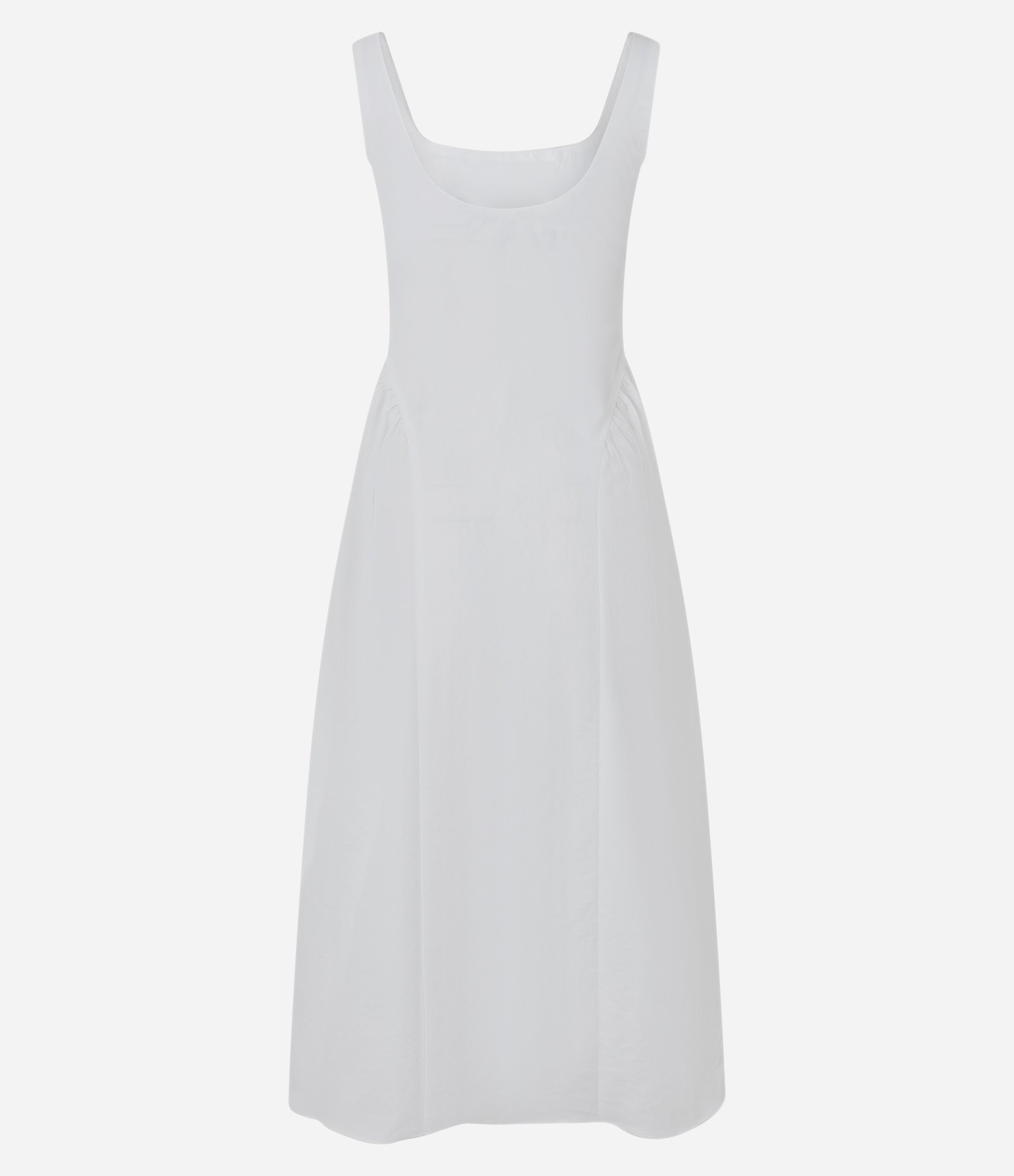 Vestido em Tricoline com Decote Quadrado e Recortes Laterais Branco 2
