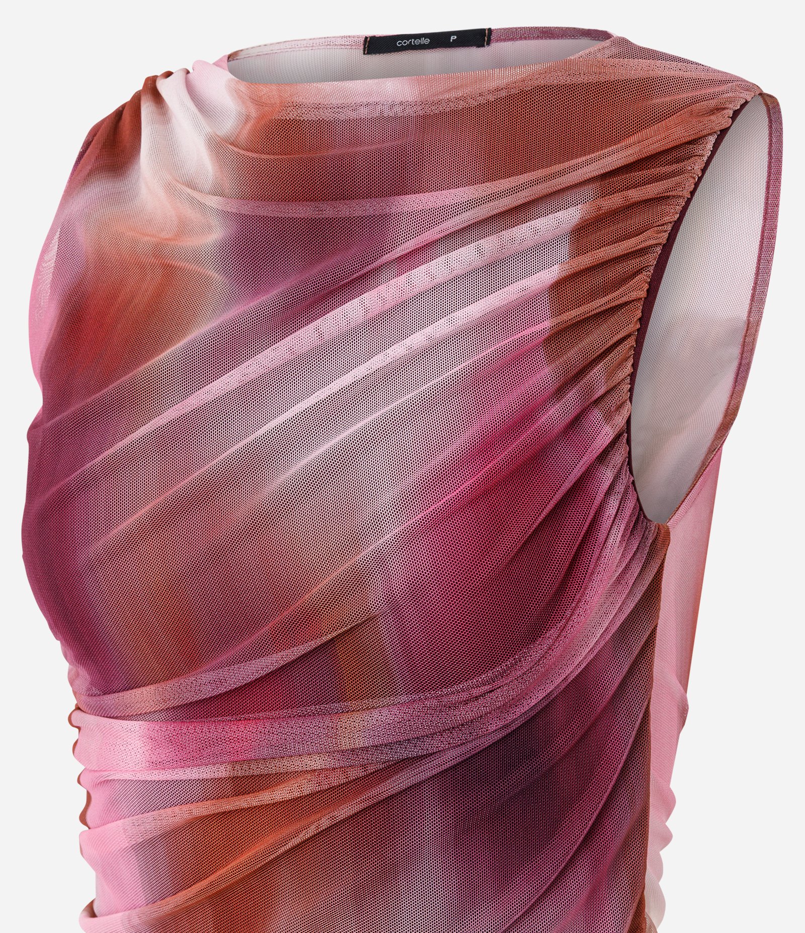 Blusa em Tule Franzido com Estampa Abstrata Rosa 5
