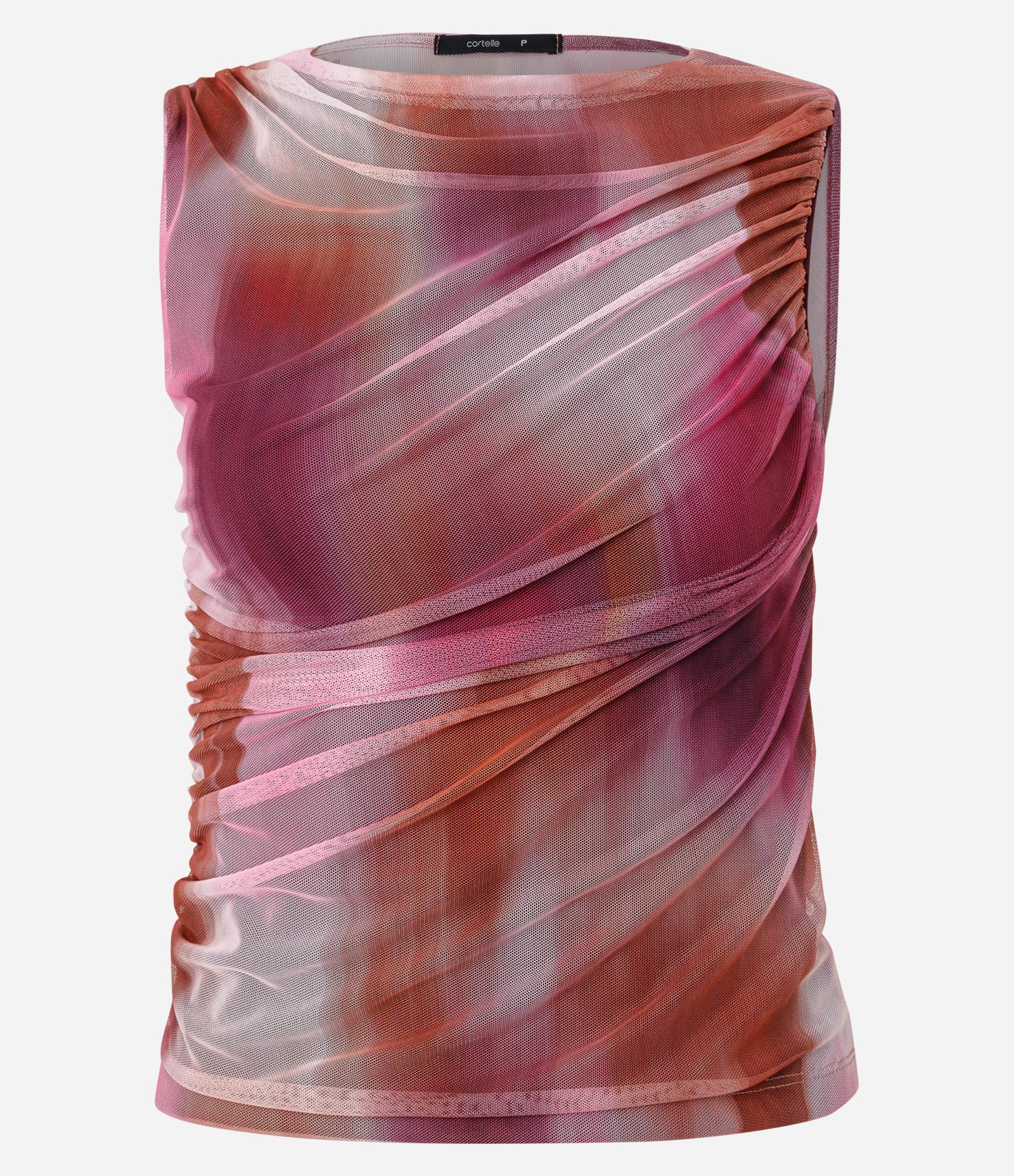 Blusa em Tule Franzido com Estampa Abstrata Rosa 6