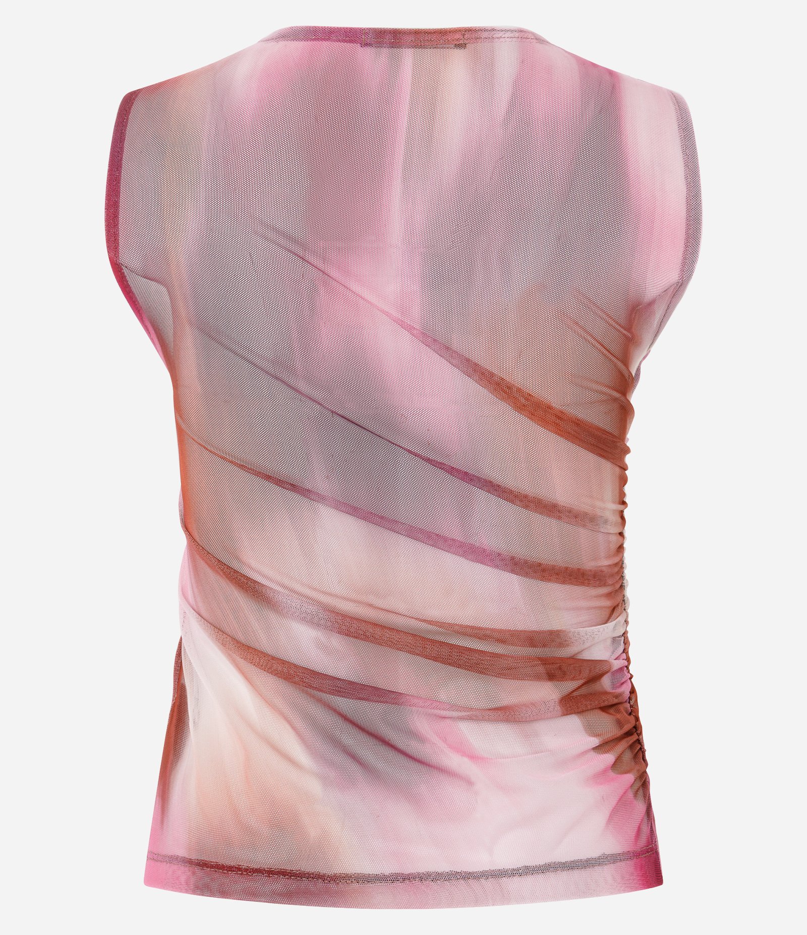 Blusa em Tule Franzido com Estampa Abstrata Rosa 7