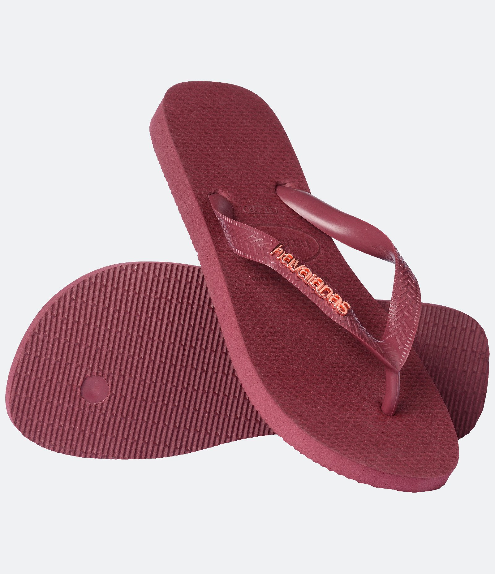 Chinelo Havaianas com Logo Metálica Vinho 4