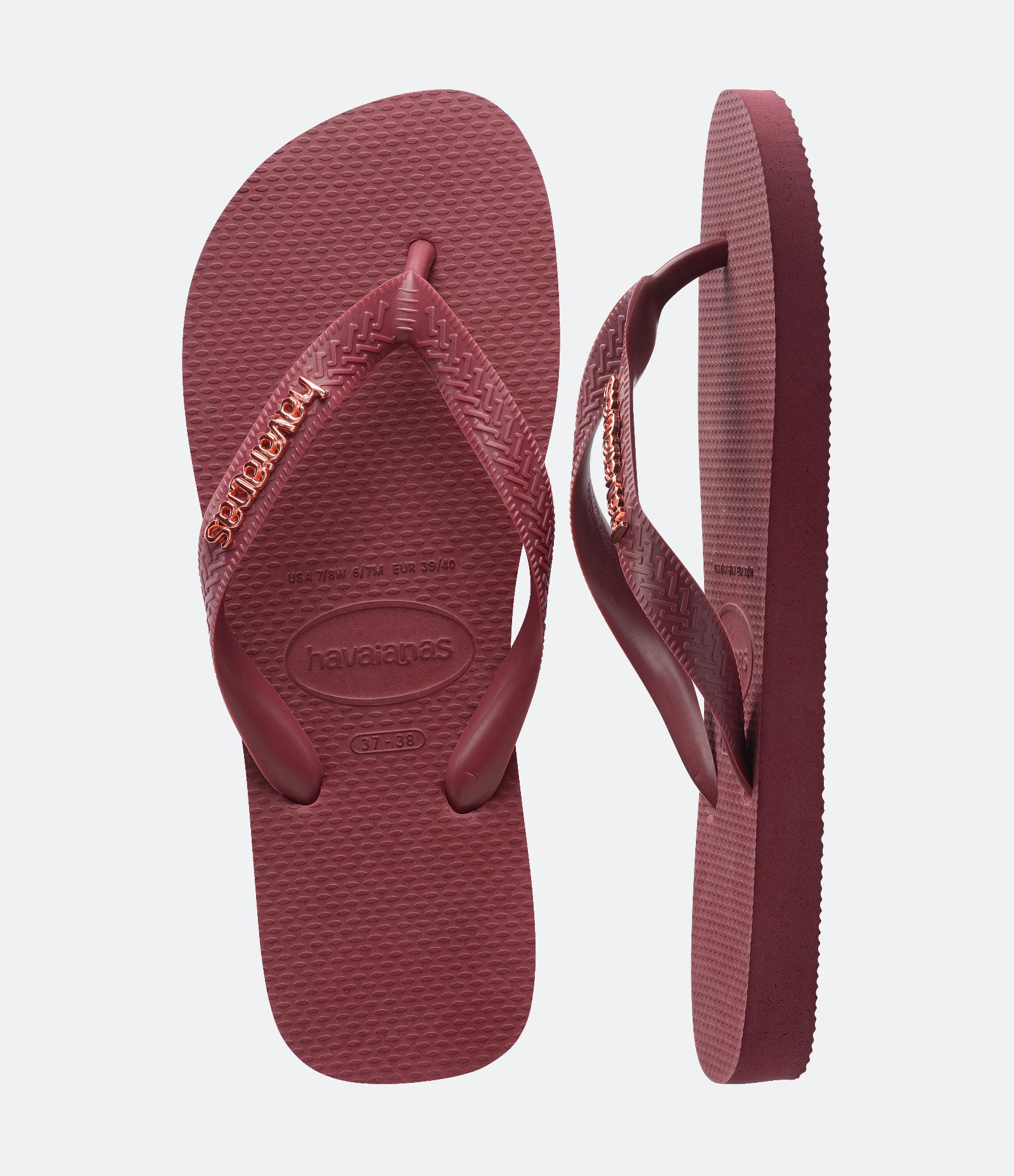 Chinelo Havaianas com Logo Metálica Vinho 5