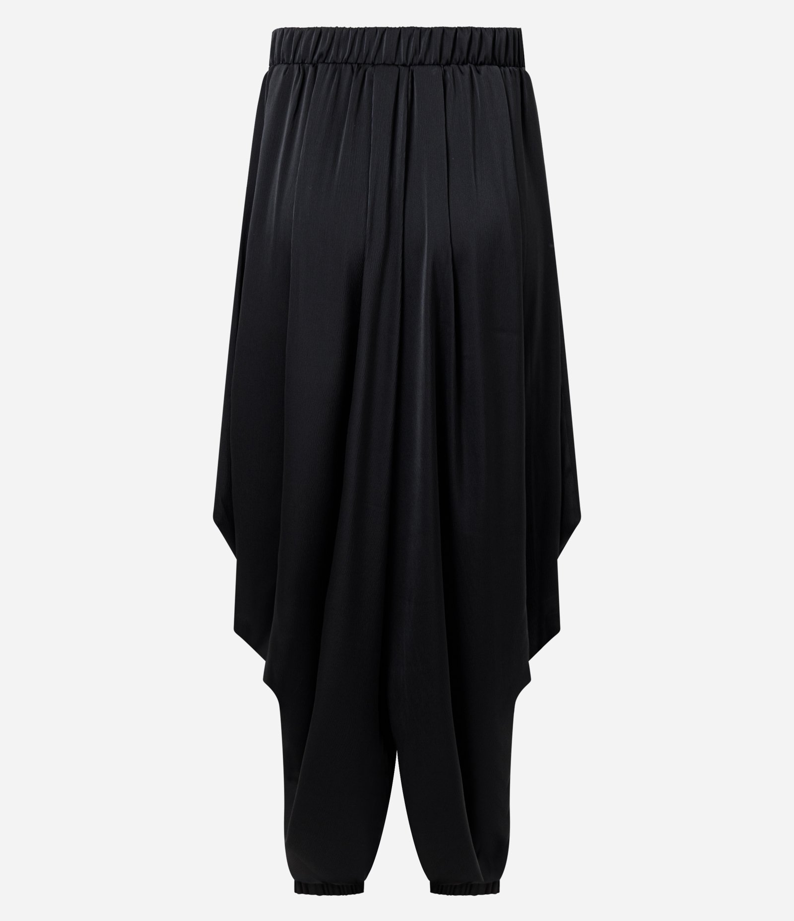 Calça Saruel Acetinada com Pontas Laterais e Barra Ajustada Preto 6