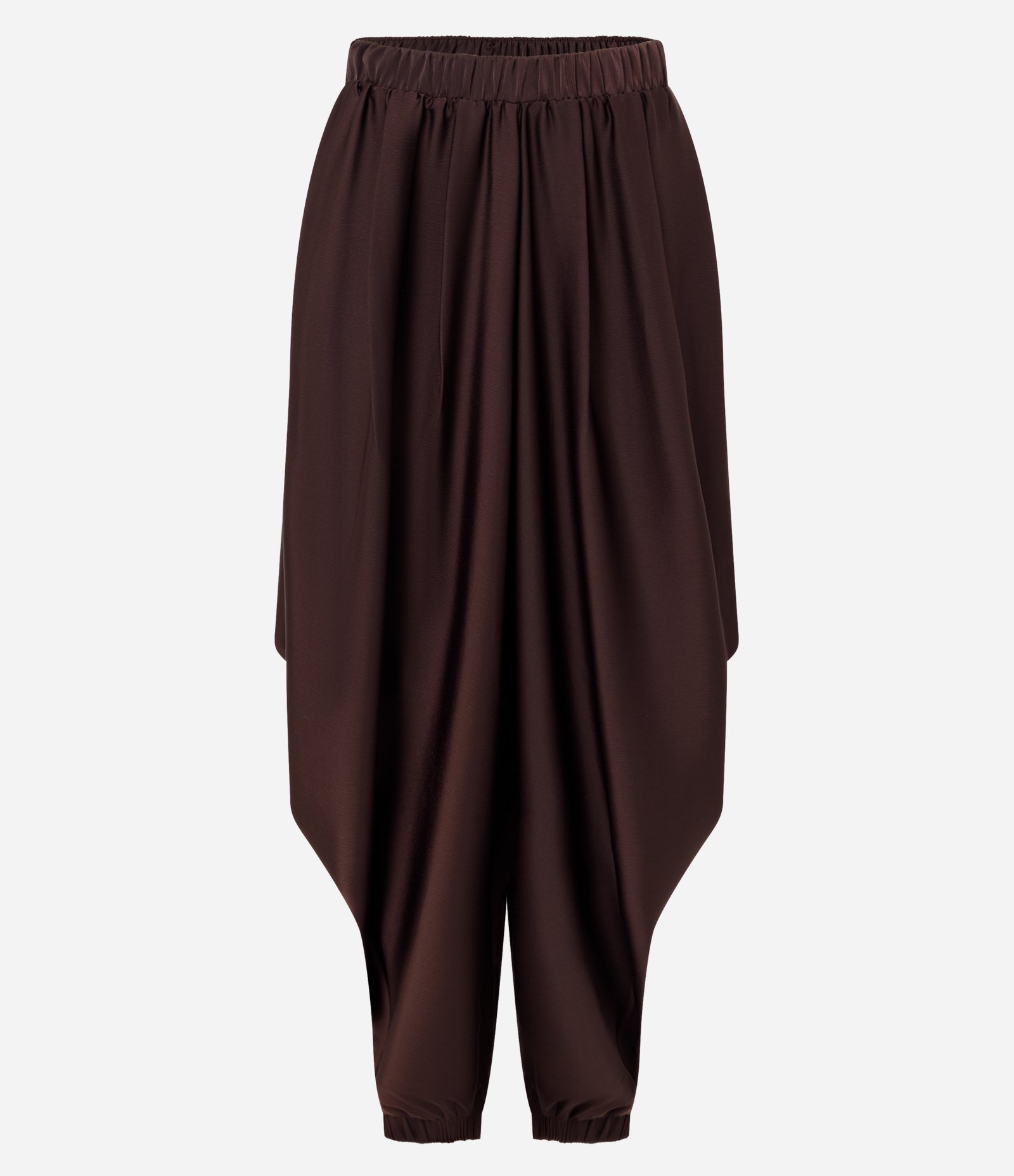 Calça Saruel Acetinada com Pontas Laterais e Barra Ajustada Marrom 5