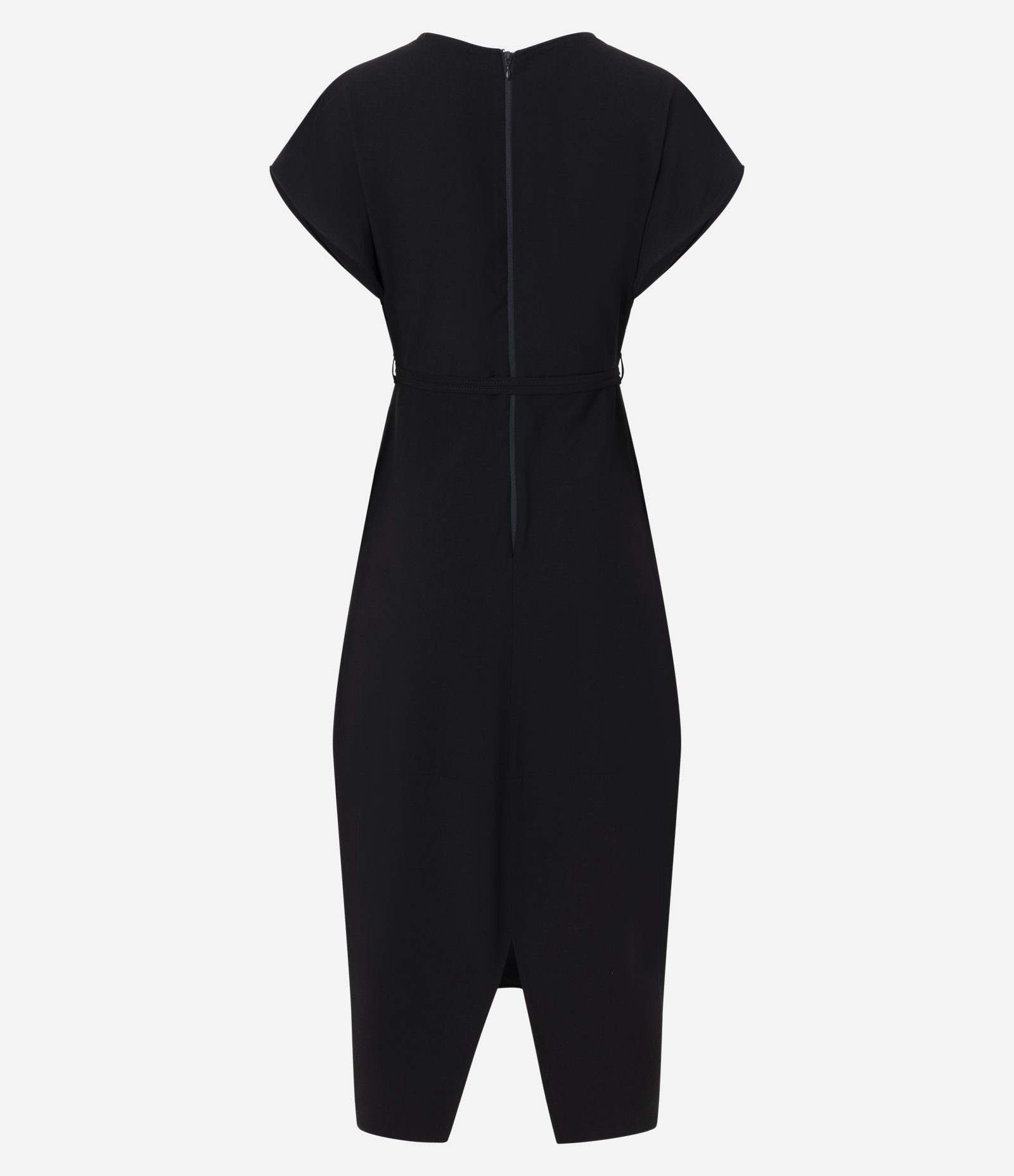 Vestido Midi em Sarja com Faixa e Fivela Metalizada Preto 6