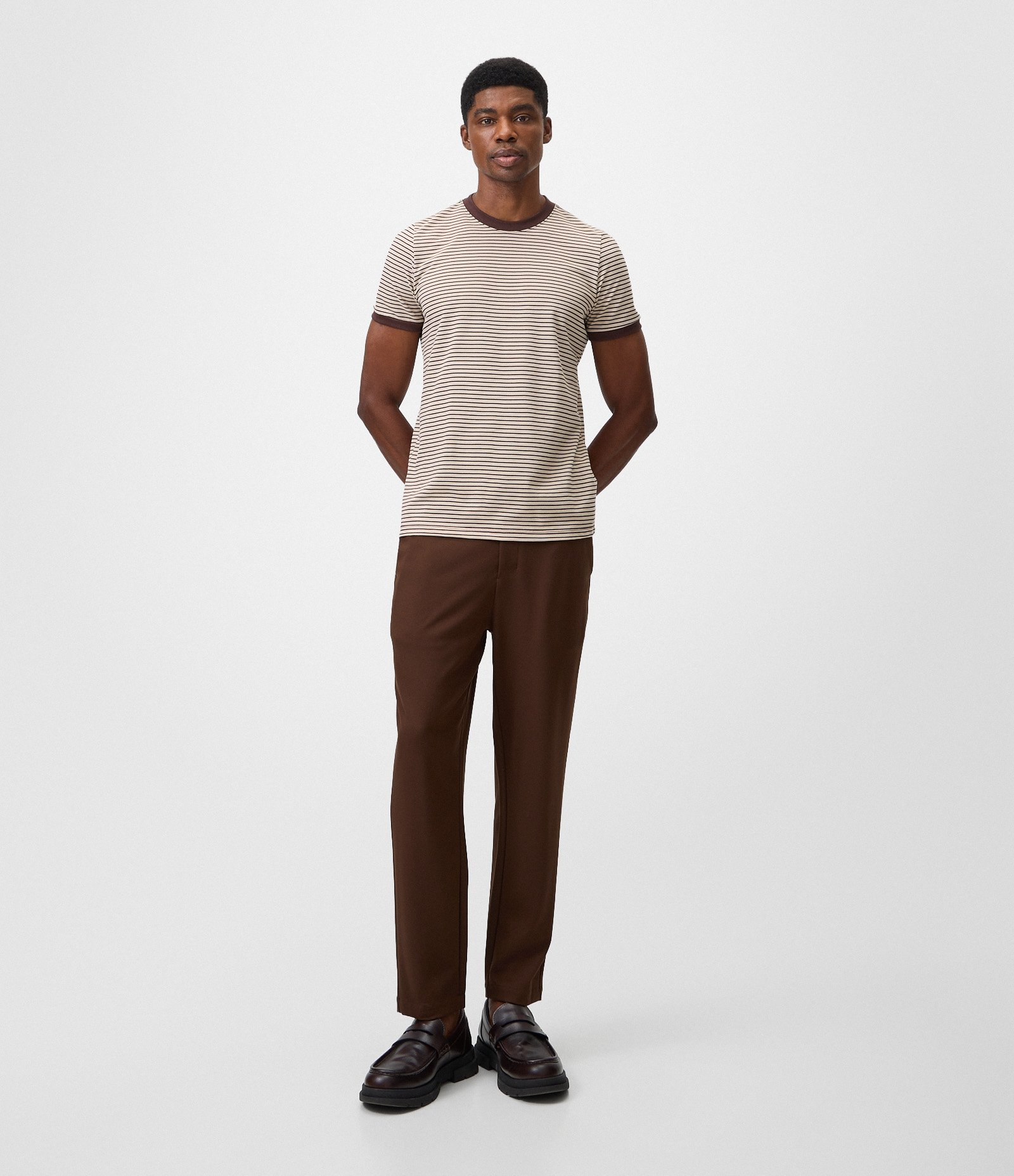 Camiseta Slim Listrada Bicolor Cinza 2