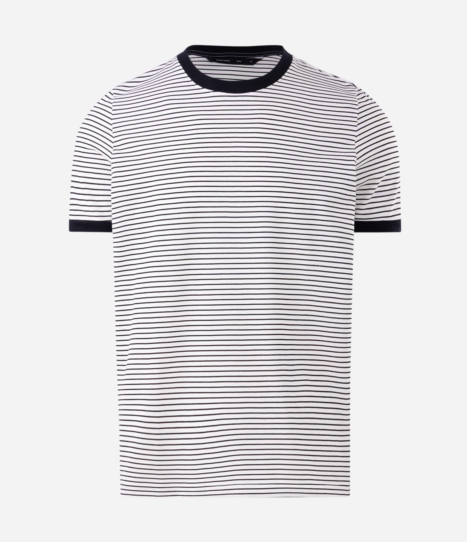 Camiseta Slim Listrada Bicolor Branco 1