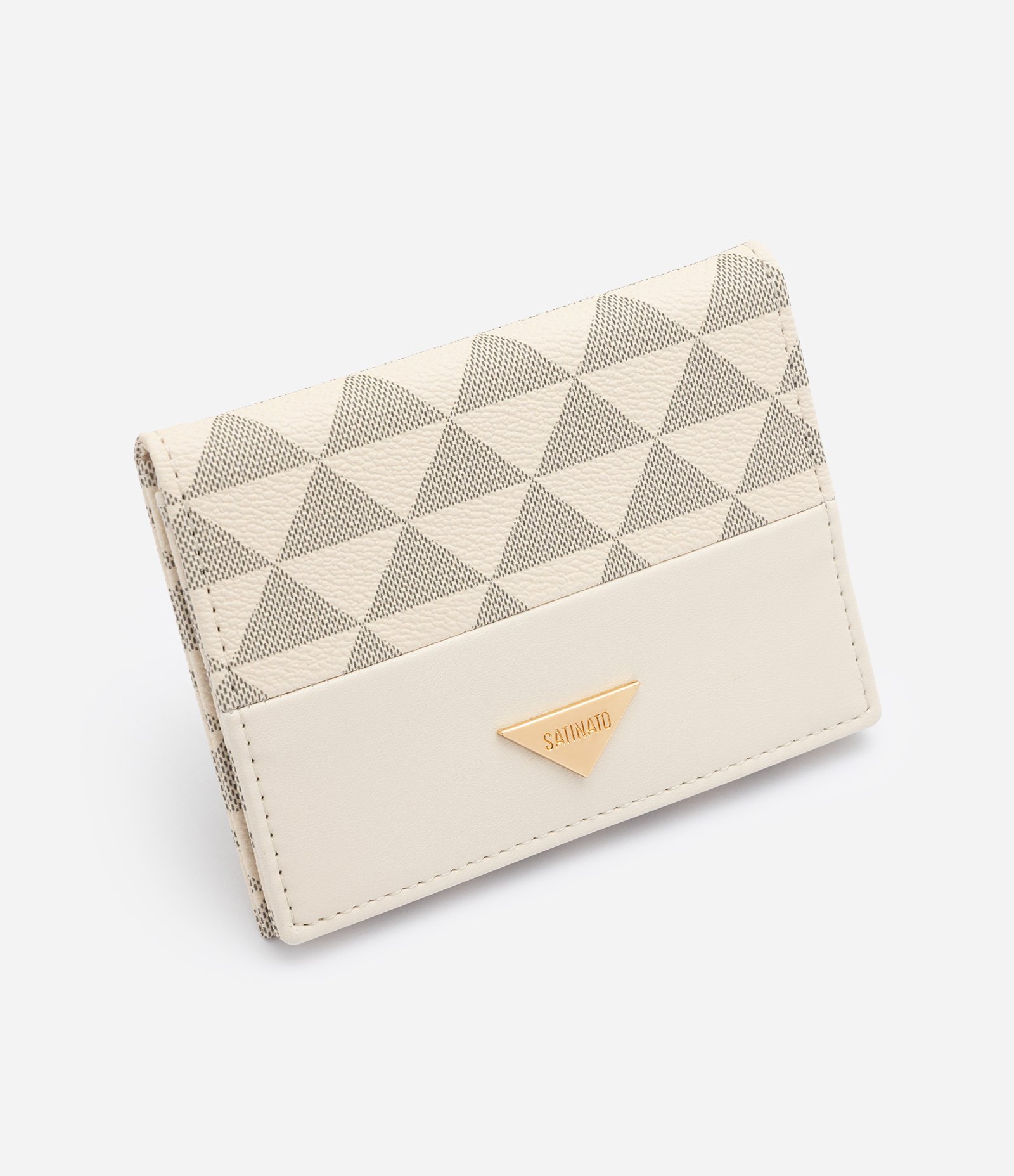 Carteira Pequena em PU com Estampa Geométrica Off White 1