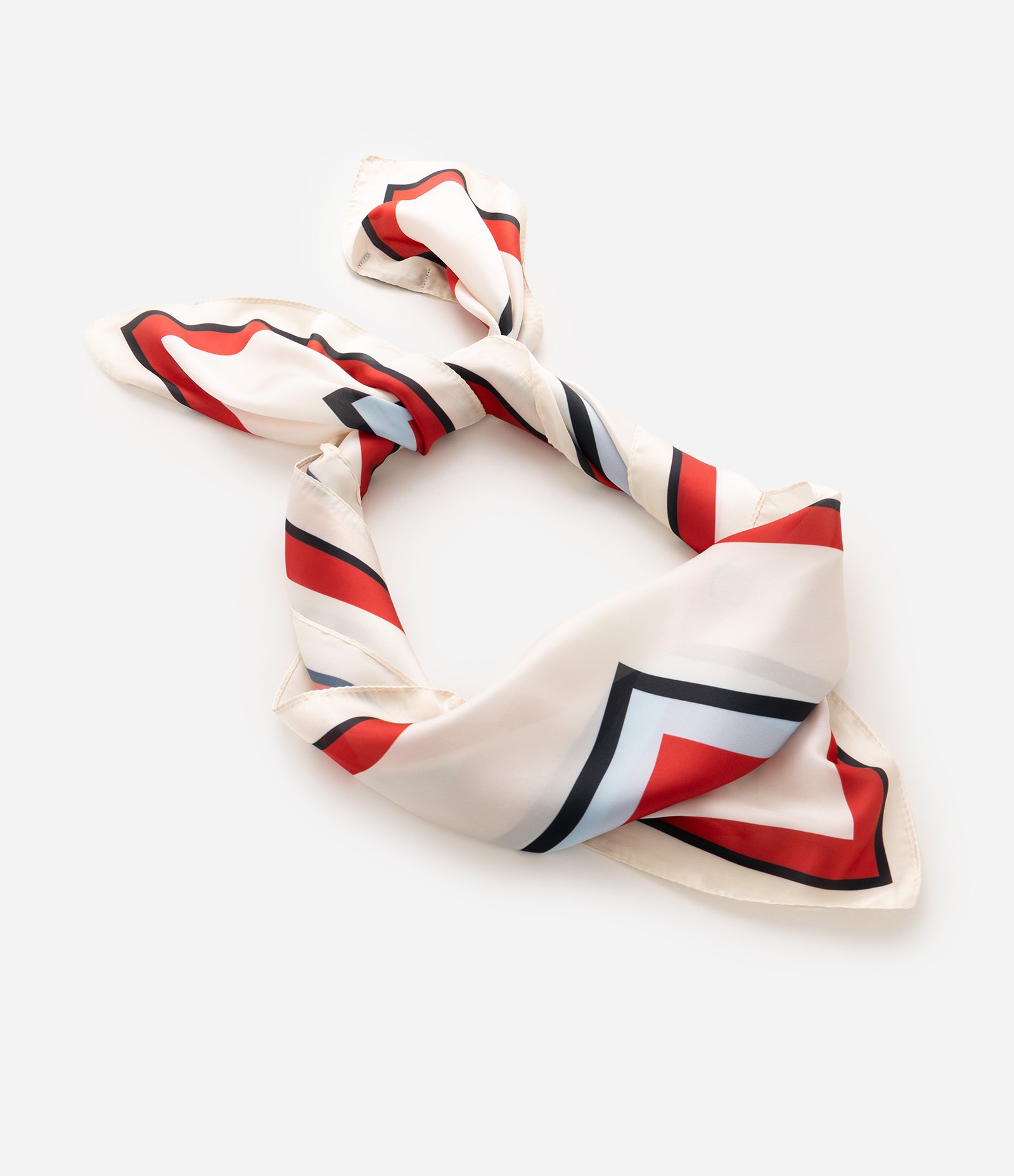 Lenço Quadrado Acetinado com Estampa Geométrica Vermelho 3
