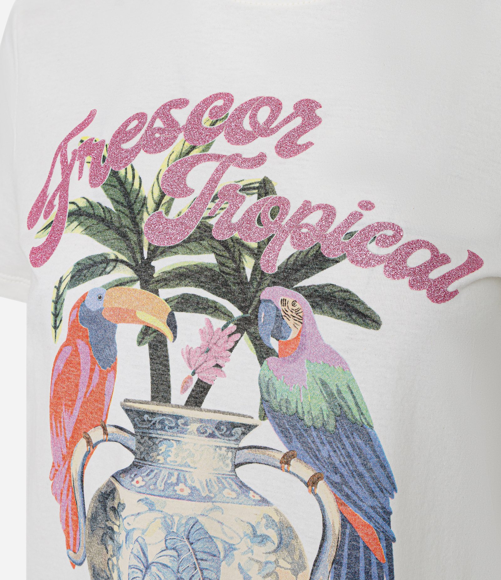Camiseta em Algodão com Estampa de Araras e Lettering Frescor Tropical Preto 2