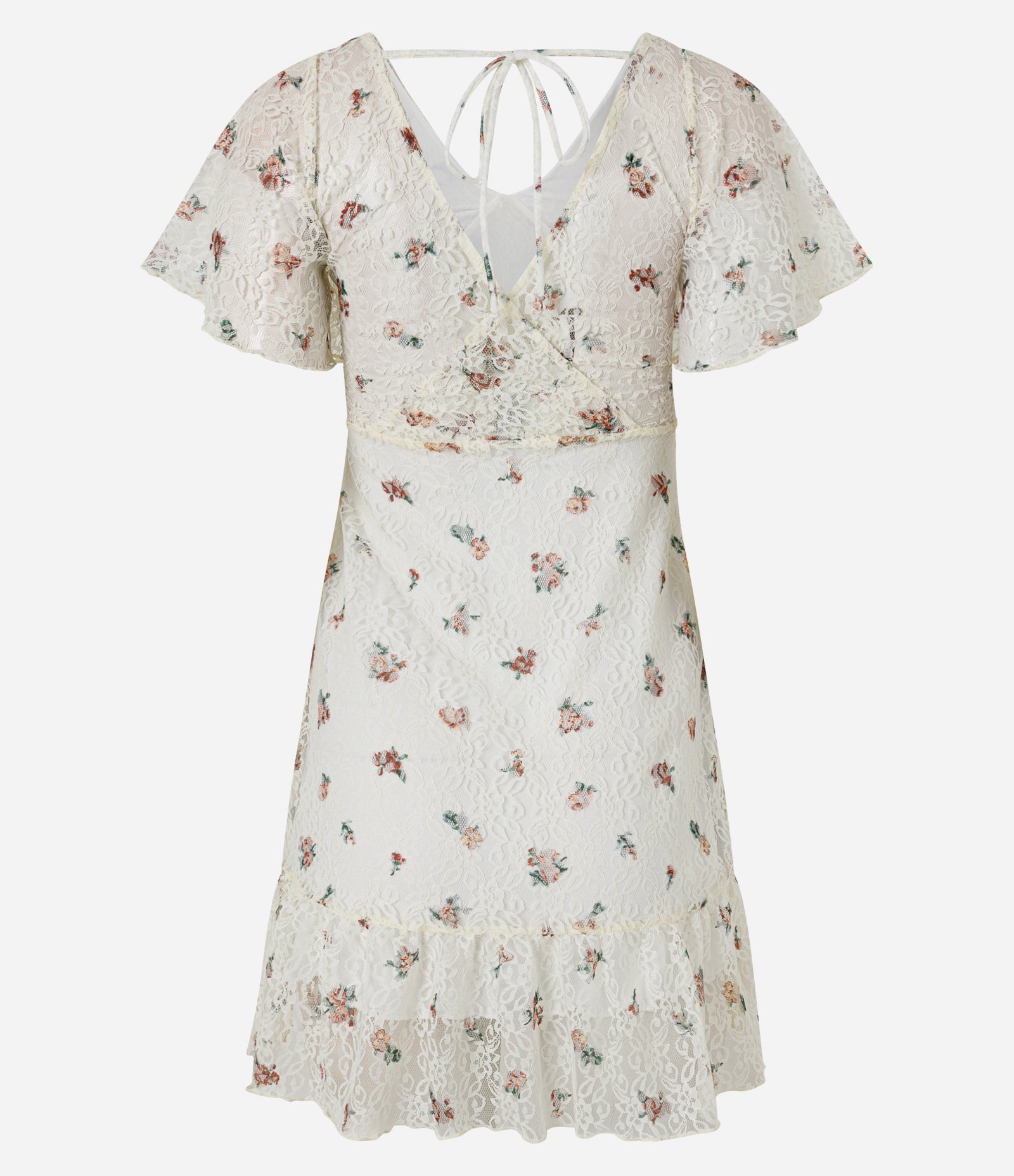 Vestido Curto em Renda Floral com Costas Decotadas Off White 6