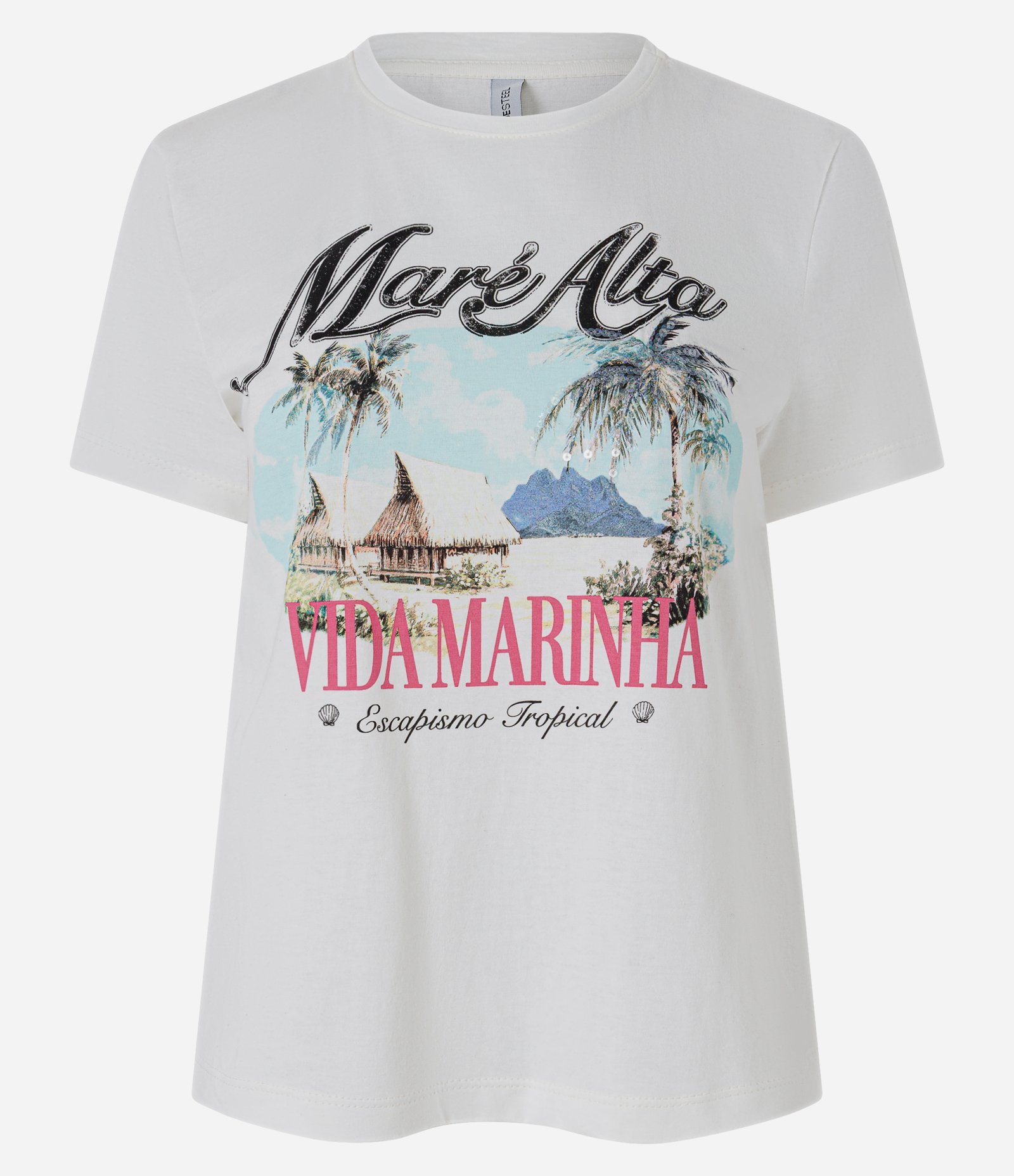 Camiseta com Estampa Mare Alta e Aplicação de Paetês no Lettering Branco 4
