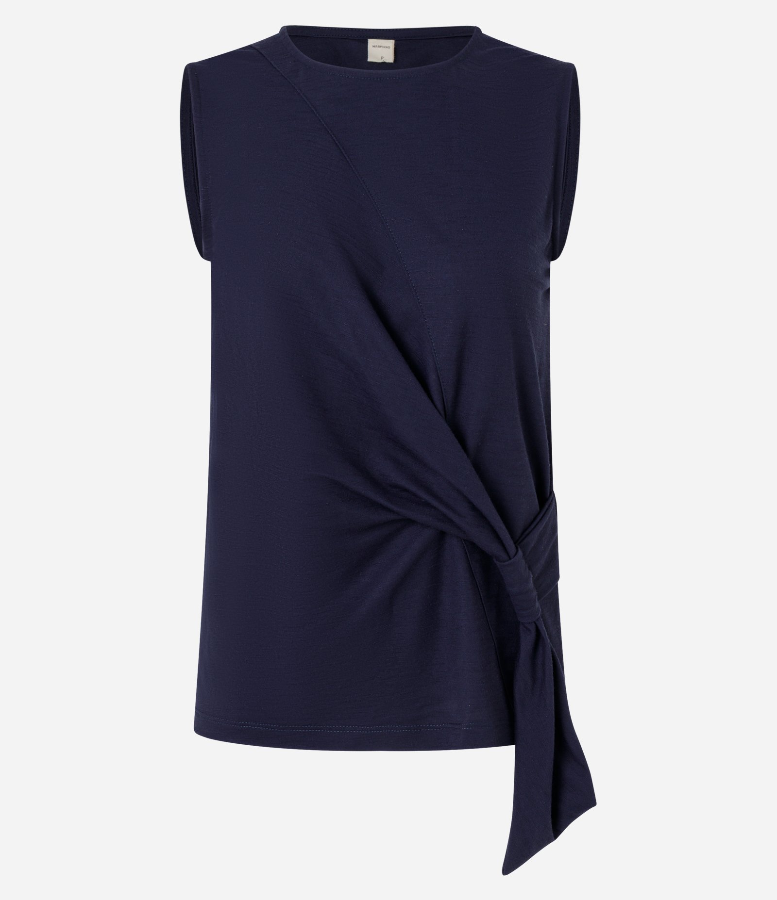 Blusa em Piquet com Transpasse e Faixa Lateral Azul 1