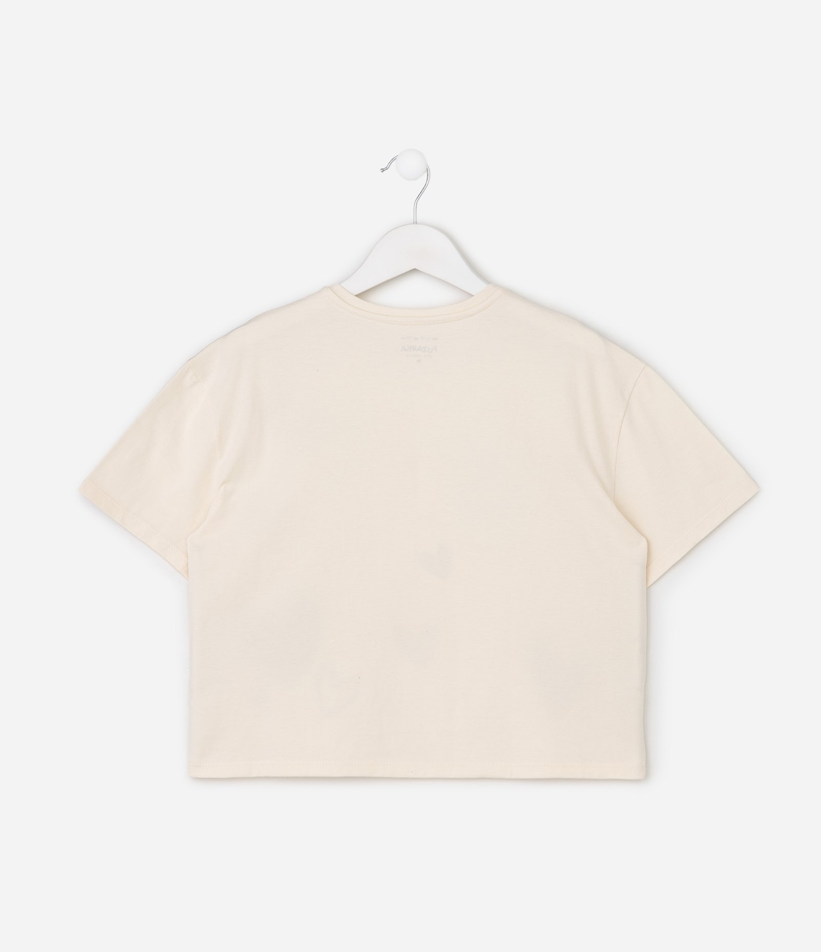 Camiseta Infantil em Algodão com Paetê de Corações - Tam 5 a 16 Anos Bege 3