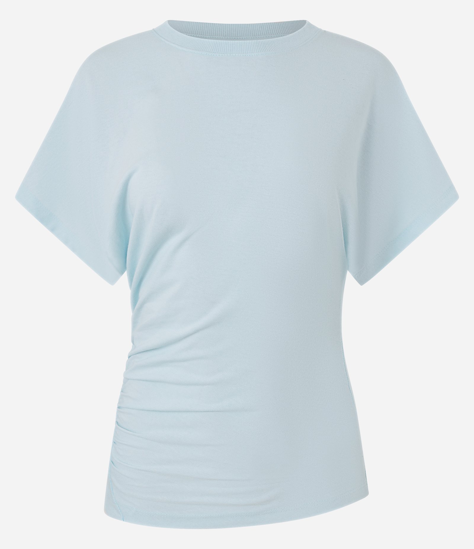 Blusa Baby Look em Meia Malha com Drapeado Lateral Azul 5