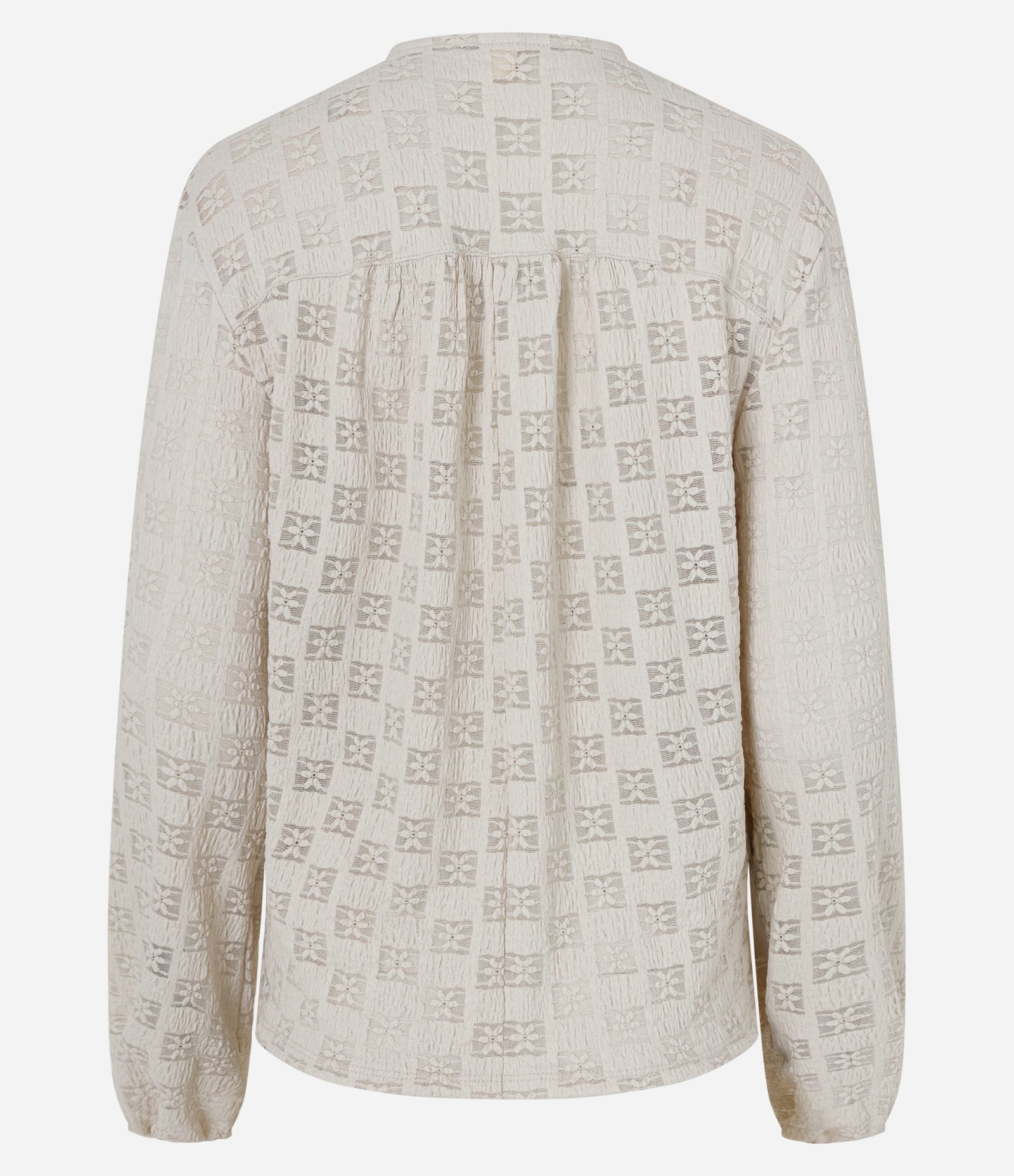 Blusa Bata em Renda com Amarração Frontal Bege 2