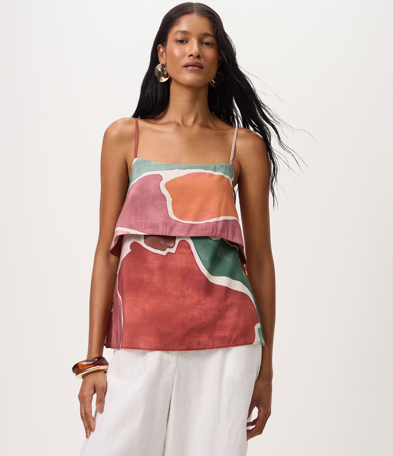 Blusa em Viscose com Efeito de Sobreposição Multicores 1