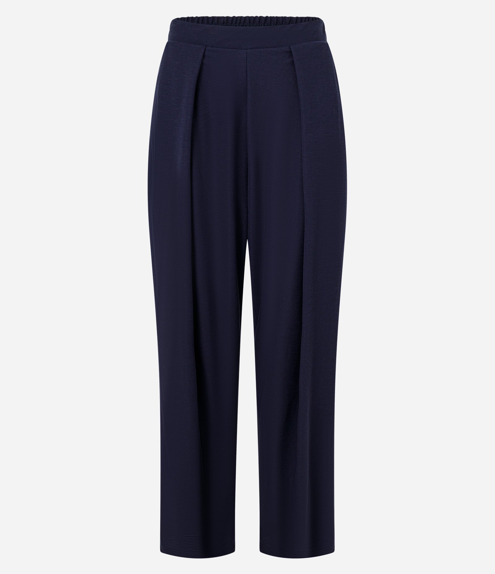 Calça Barrel com Pregas Frontais e Cós Elástico Azul 1