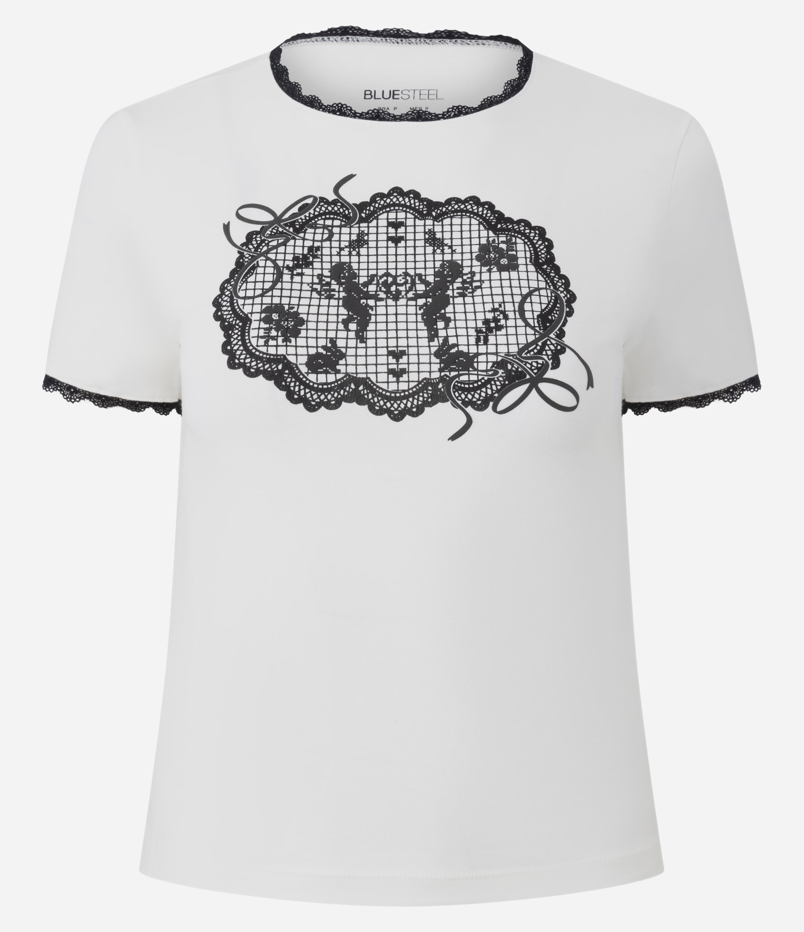 Blusa New T-Shirt em Algodão com Estampa de Anjinhos em Ponto Cruz Branco 5