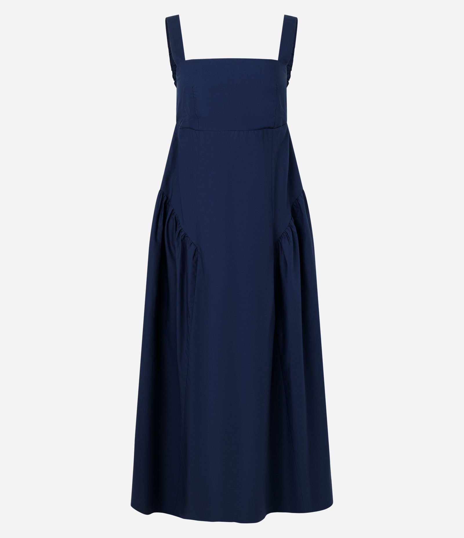 Vestido Midi em Tricoline com Decote Quadrado Azul 5
